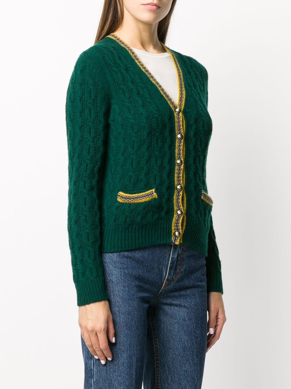 contrast-trimmed wool cardigan - 3