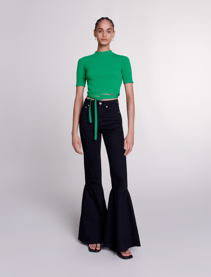maje Knit crop top with ties outlook