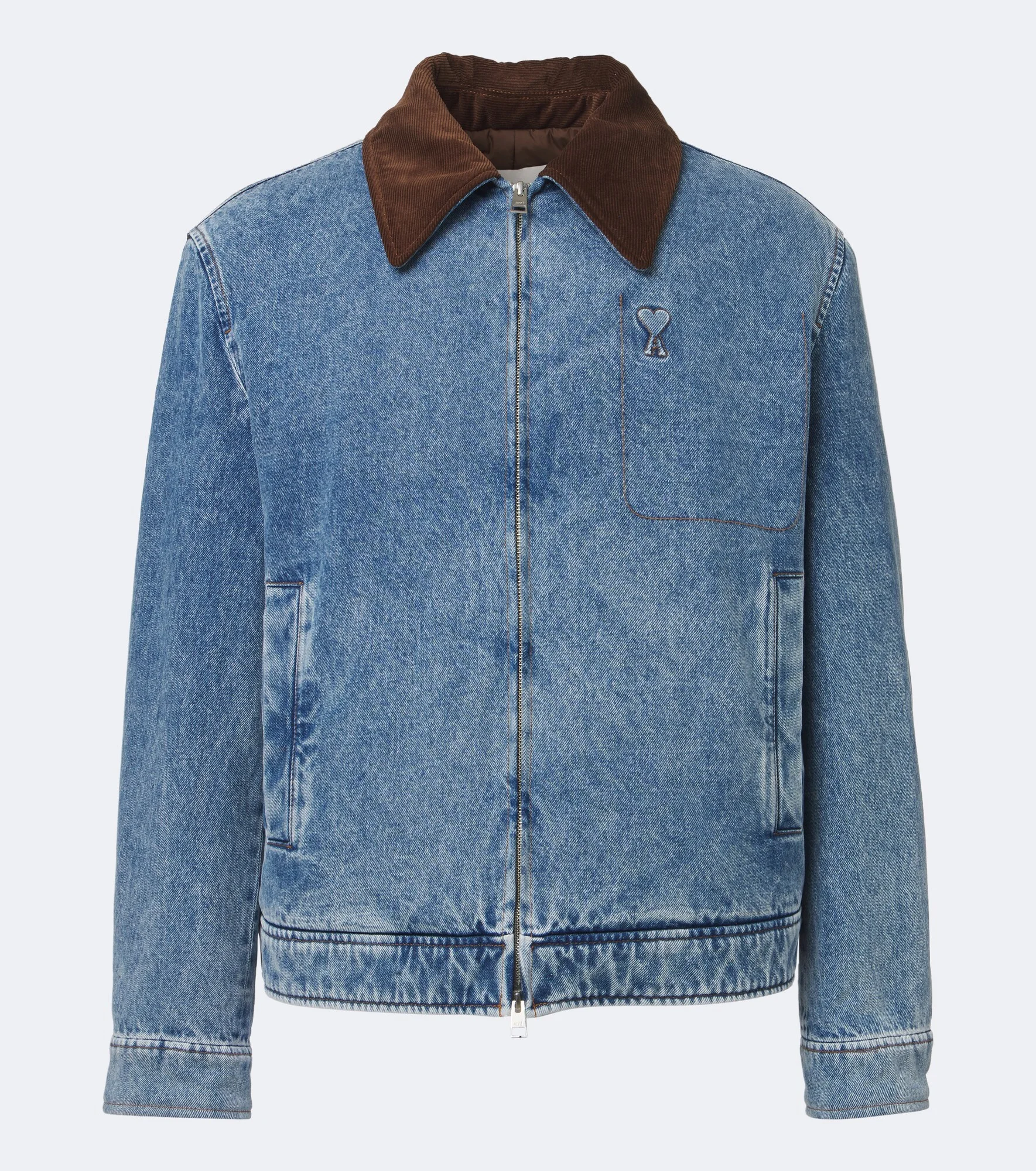 Ami de Coeur corduroy-trimmed denim jacket - 1