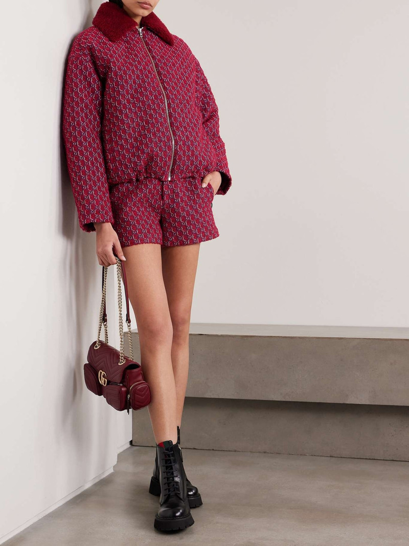 GUCCI Shearling-trimmed jacquard-knit wool-blend bouclé jacket outlook