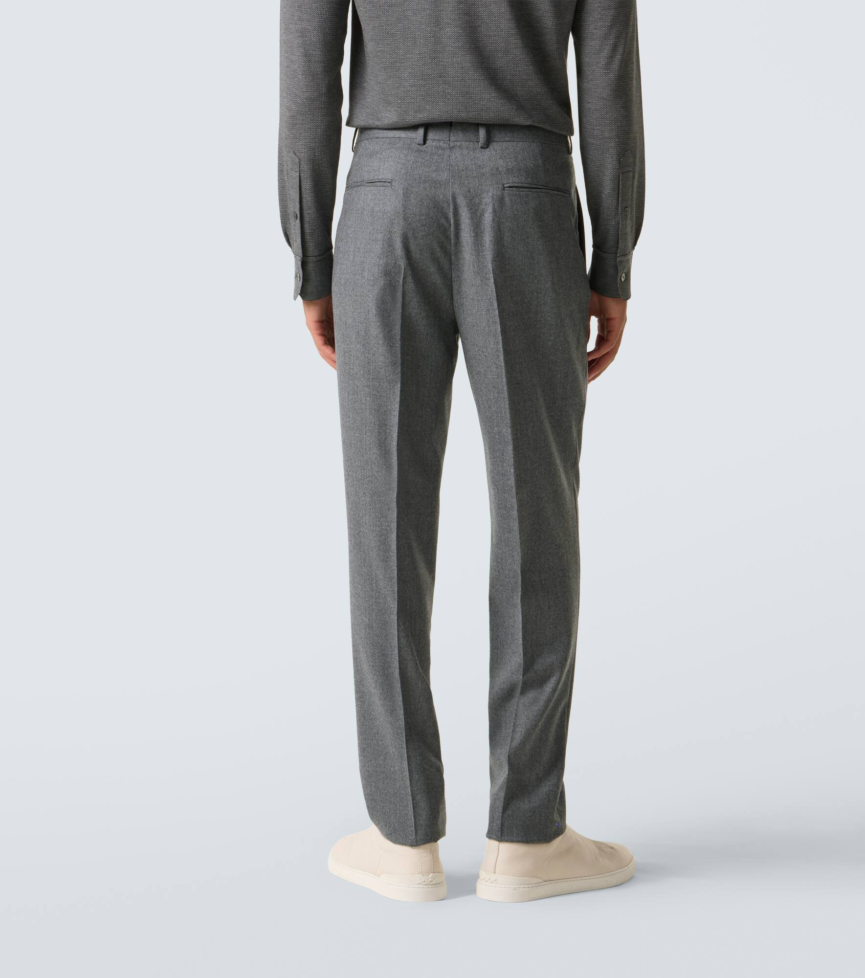 Wool flannel straight pants - 4