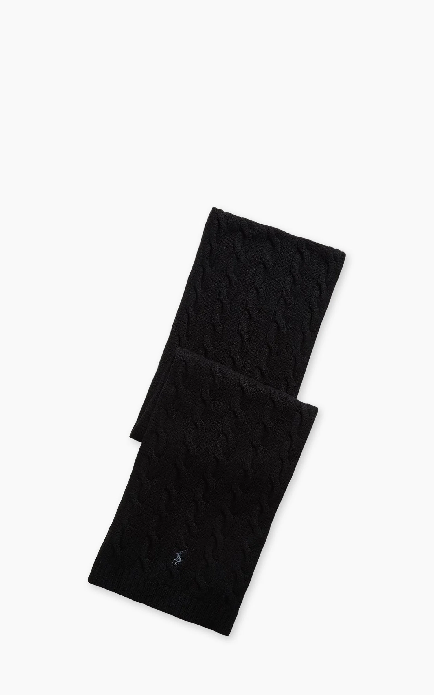 POLO RALPH LAUREN CABLE-KNIT WOOL-CASHMERE SCARF POLO BLACK - 1
