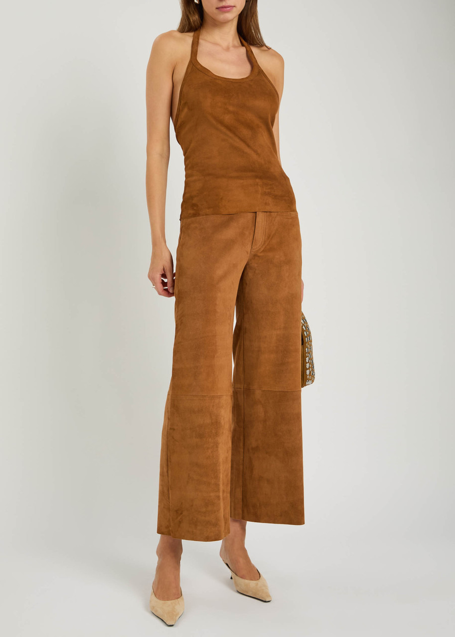 Stouls Cherry Halterneck Stretch-suede top - 4