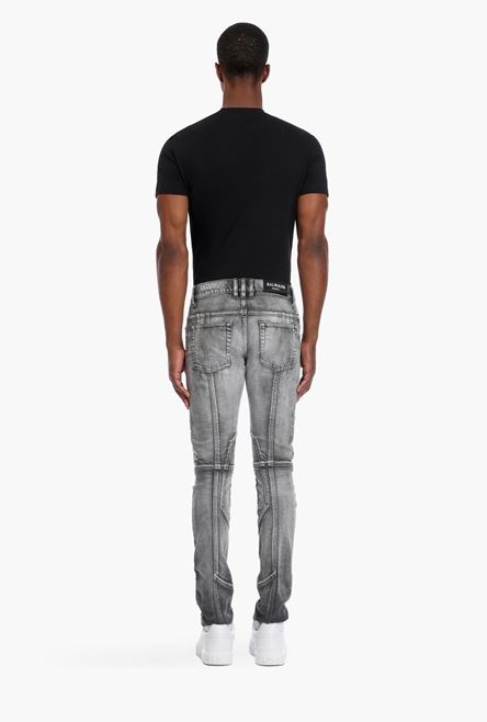 Slim-cut ripped gray cotton jeans - 3