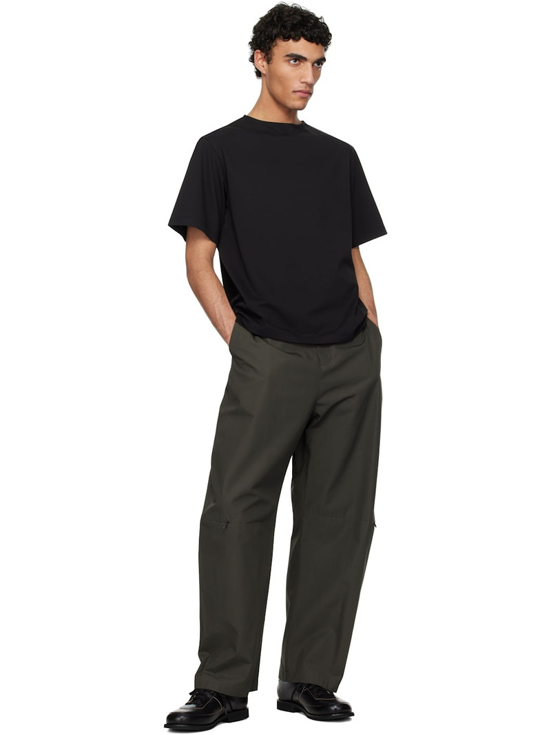 AMOMENTO Black Boat Neck T-shirt outlook