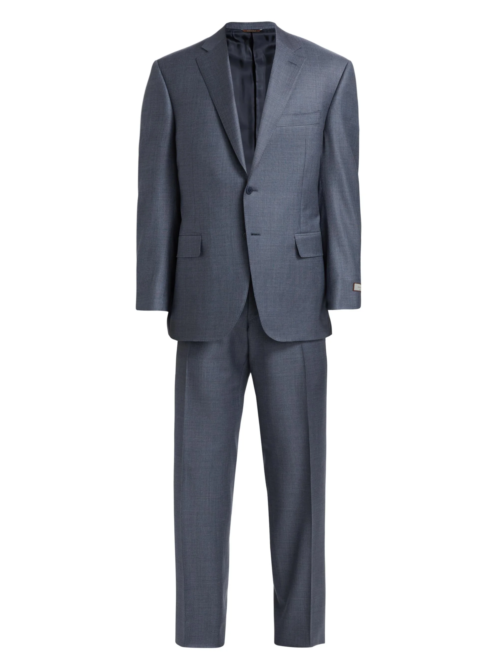 Men's Micro Houndstooth Classic-Fit Wool Suit - Blue - 1