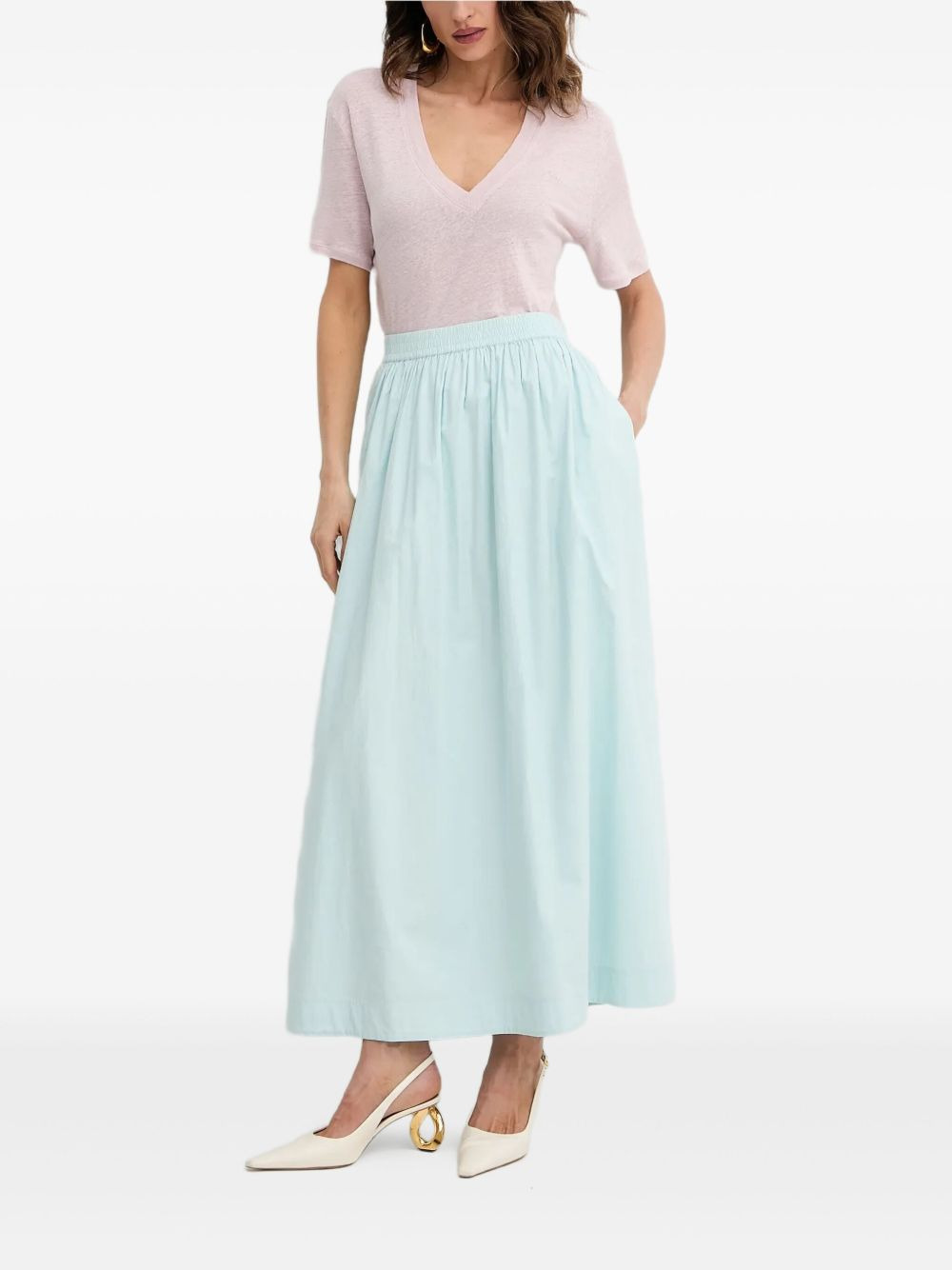 welt-pocket A-line maxi skirt - 2