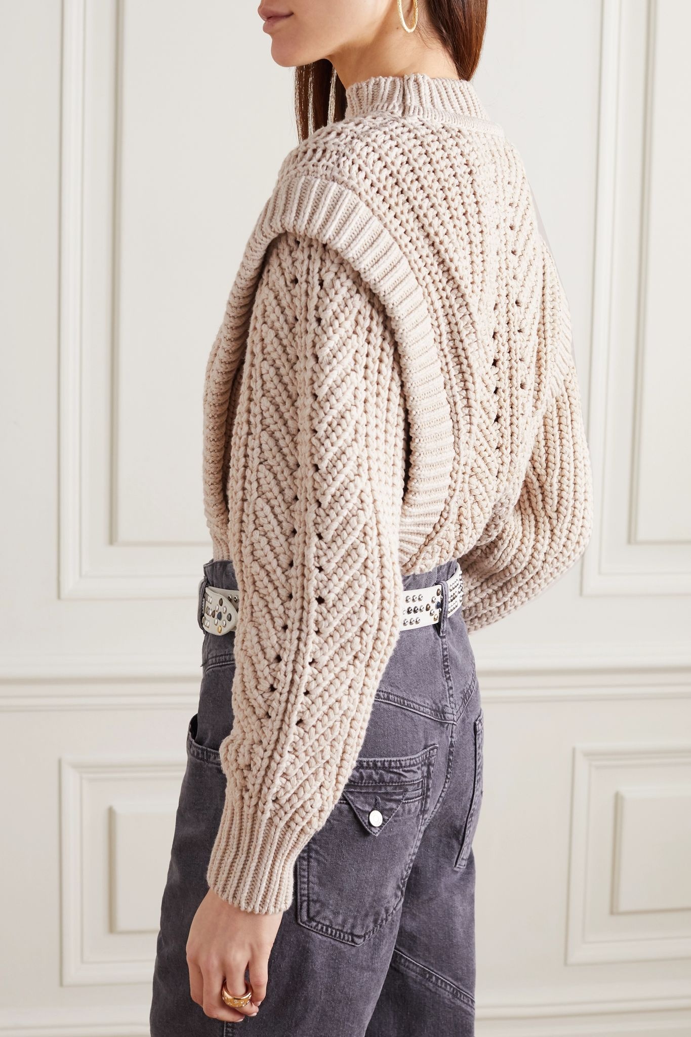 Prune ribbed pointelle-knit sweater - 4