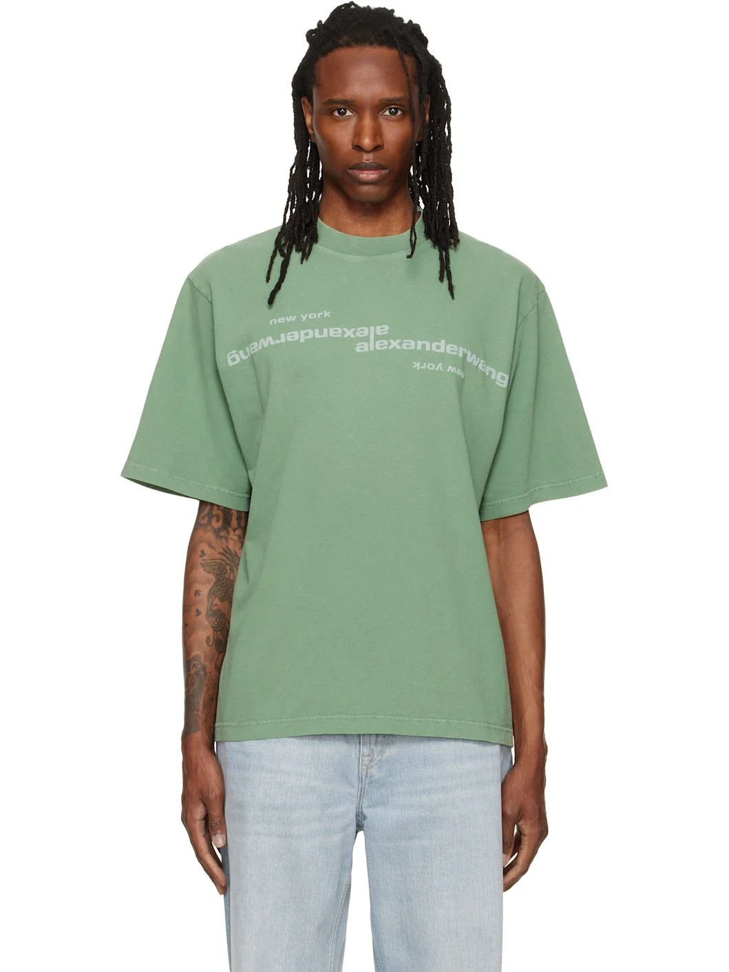 Green Mirrored Logo Short Sleeve T-shirt - 1