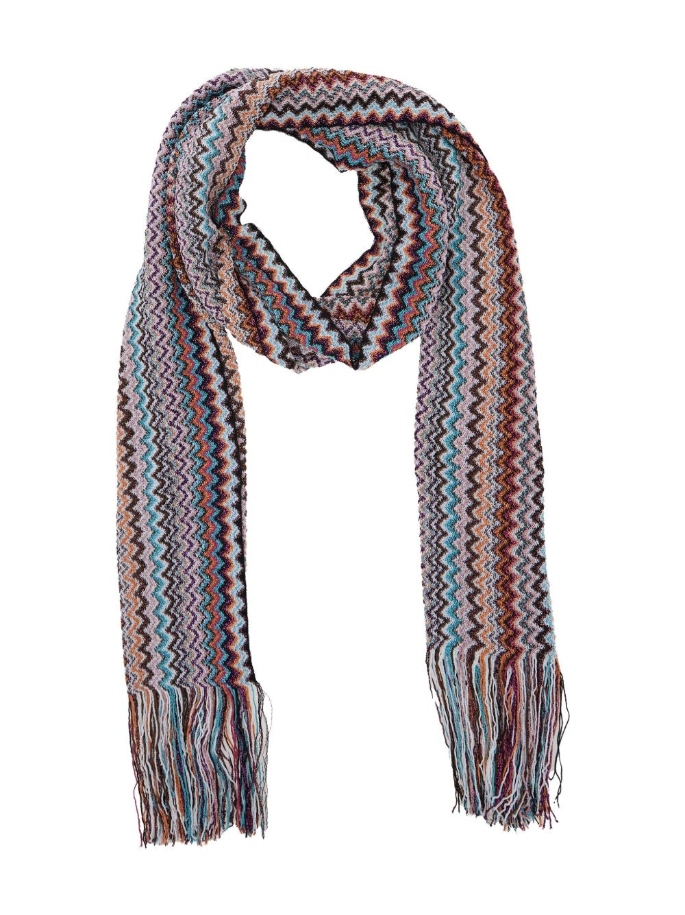 zigzag-pattern fringed scarf - 3