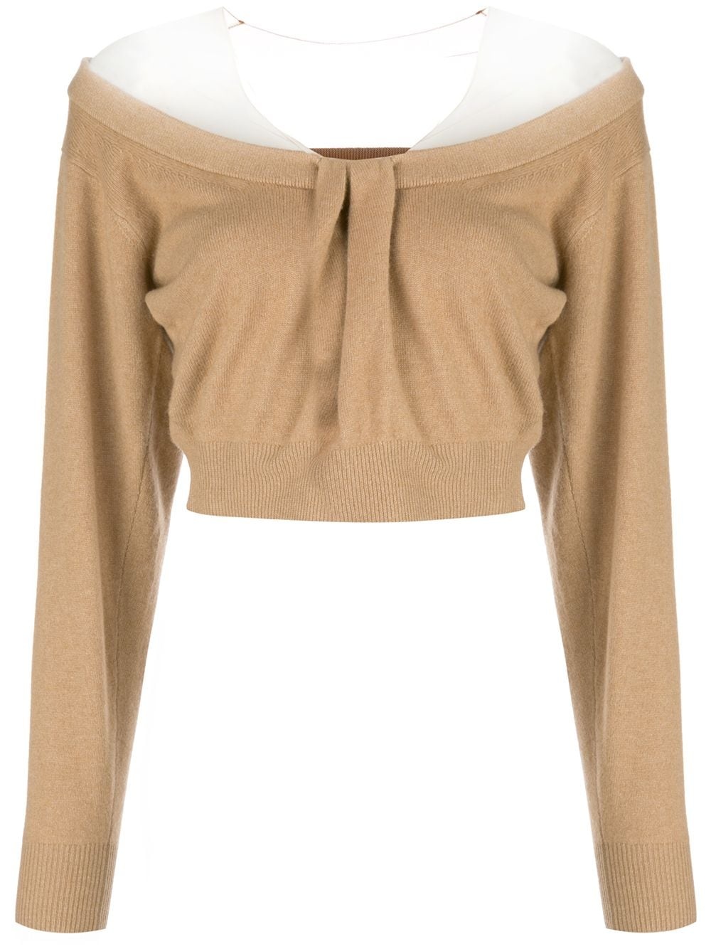 draped neck cropped jumper - 1