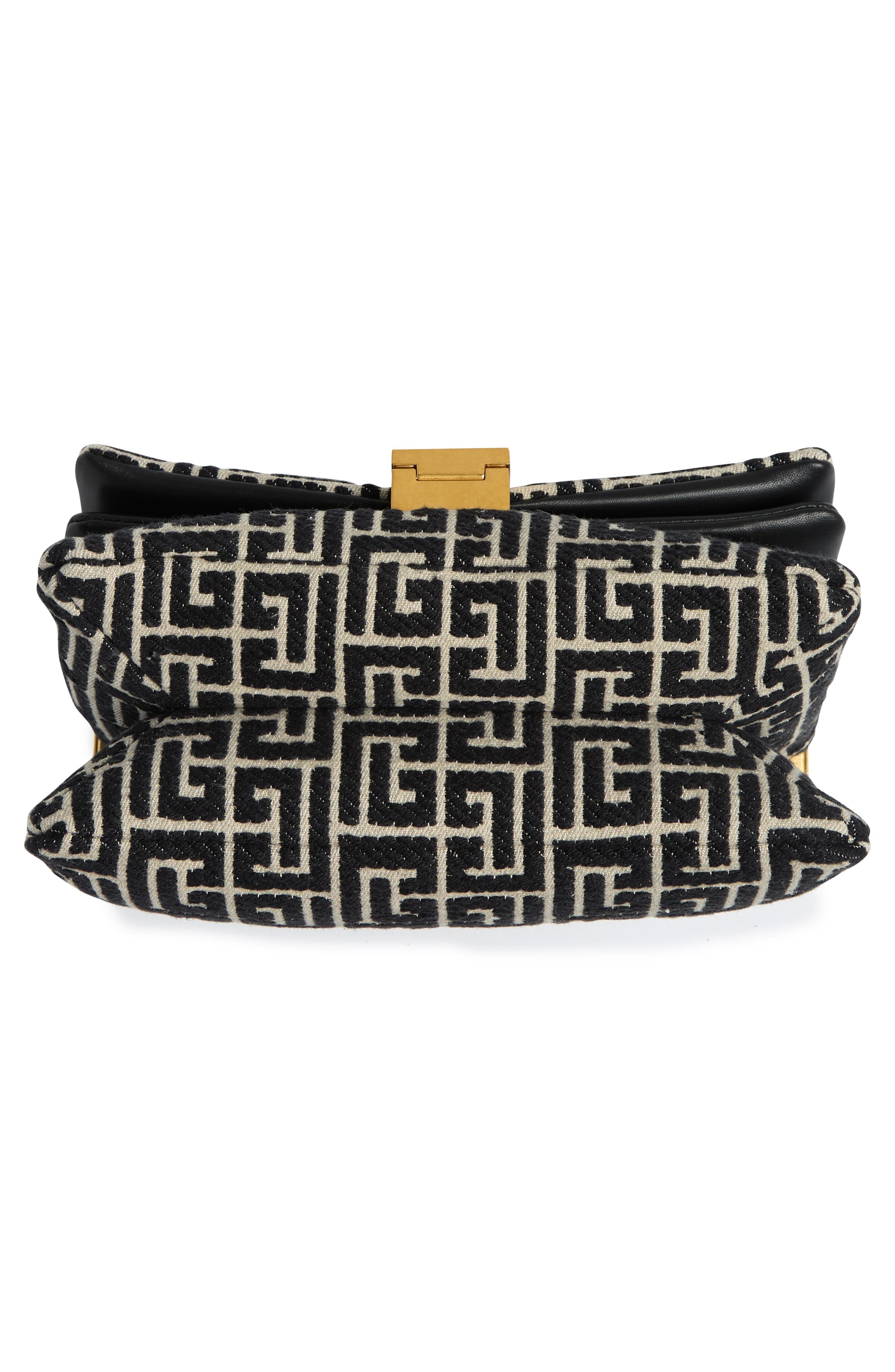 Balmain Small 1945 Soft Monogram Jacquard Crossbody Bag in Ivory/Black at Nordstrom - 5