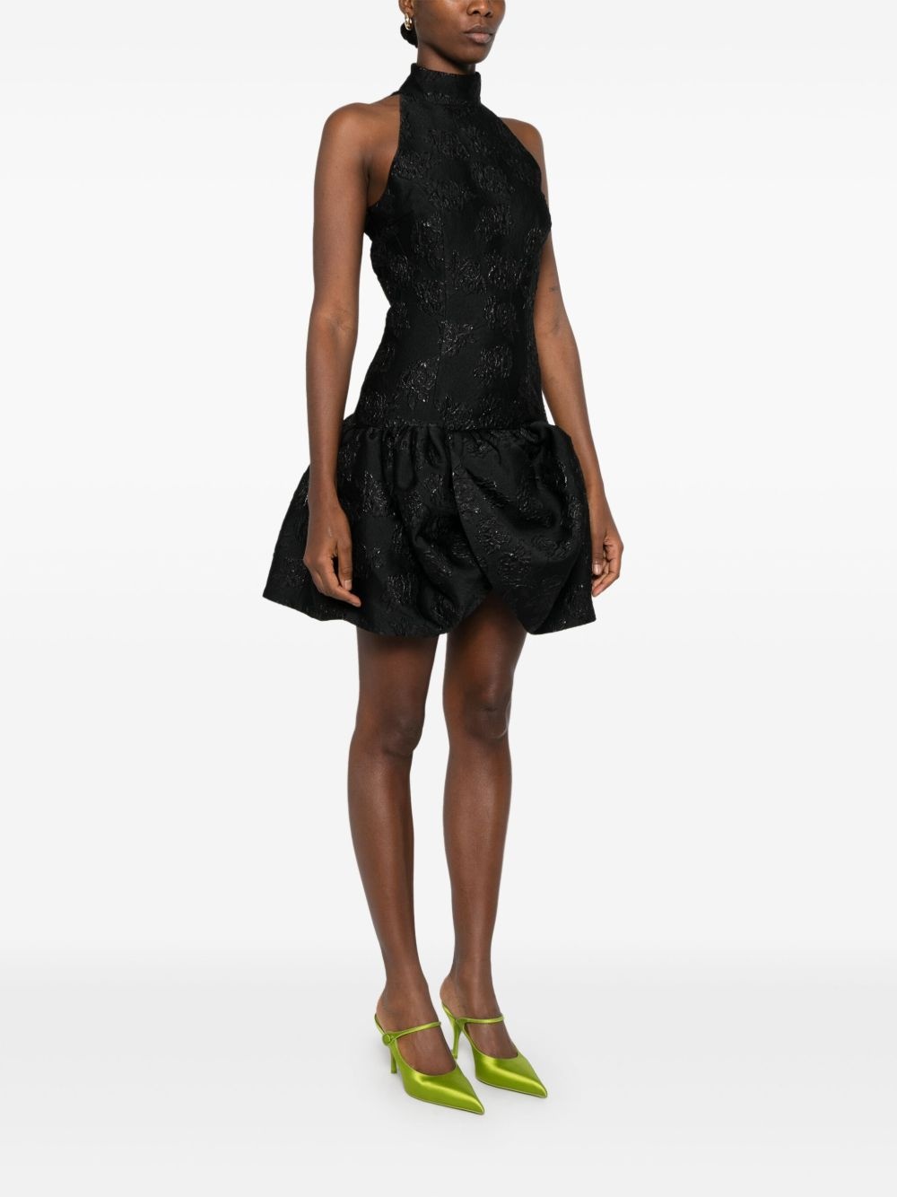 jacquard draped mini dress - 3