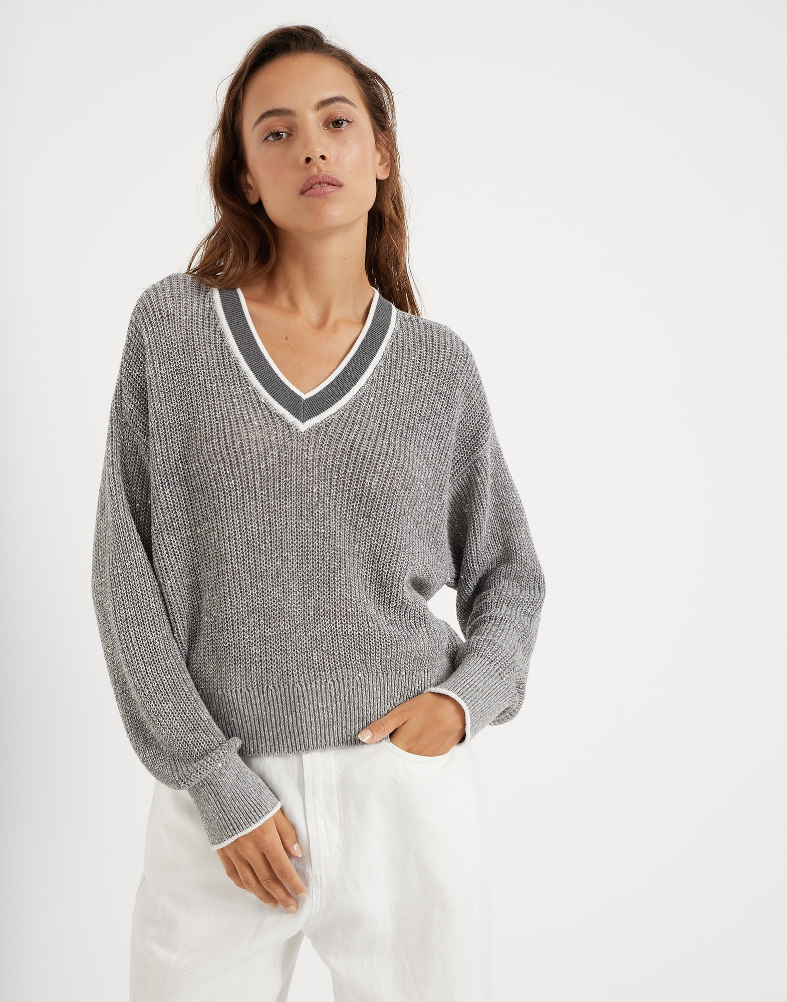 Linen English rib dazzling active sweater - 1