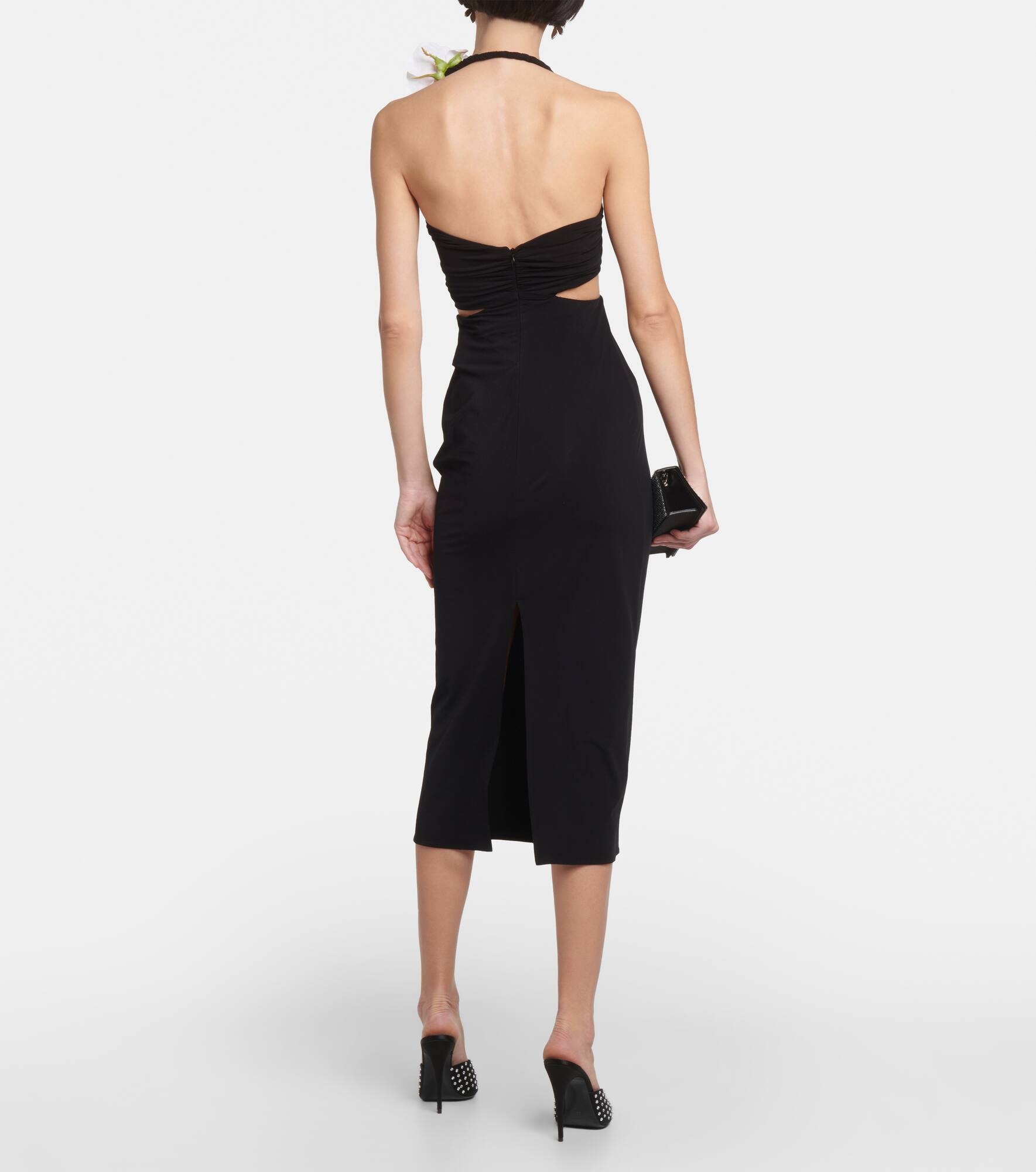 Floral-appliqué cutout midi dress - 3