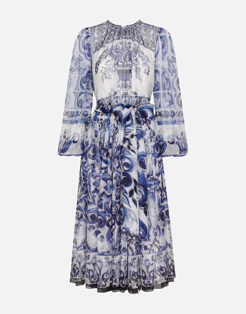 Majolica Print Chiffon Midi Dress 1