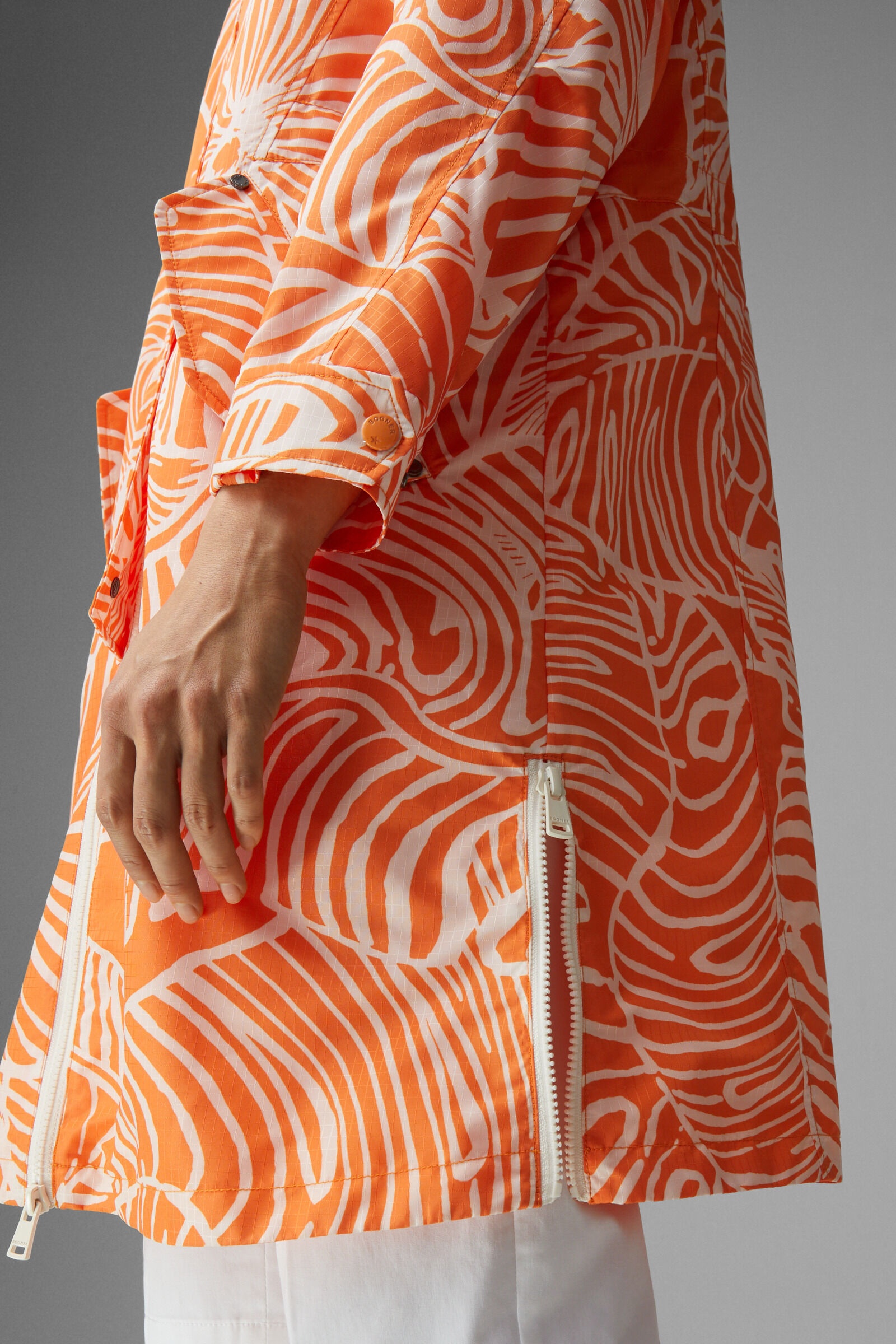 Zofia Parka in Orange/White - 7