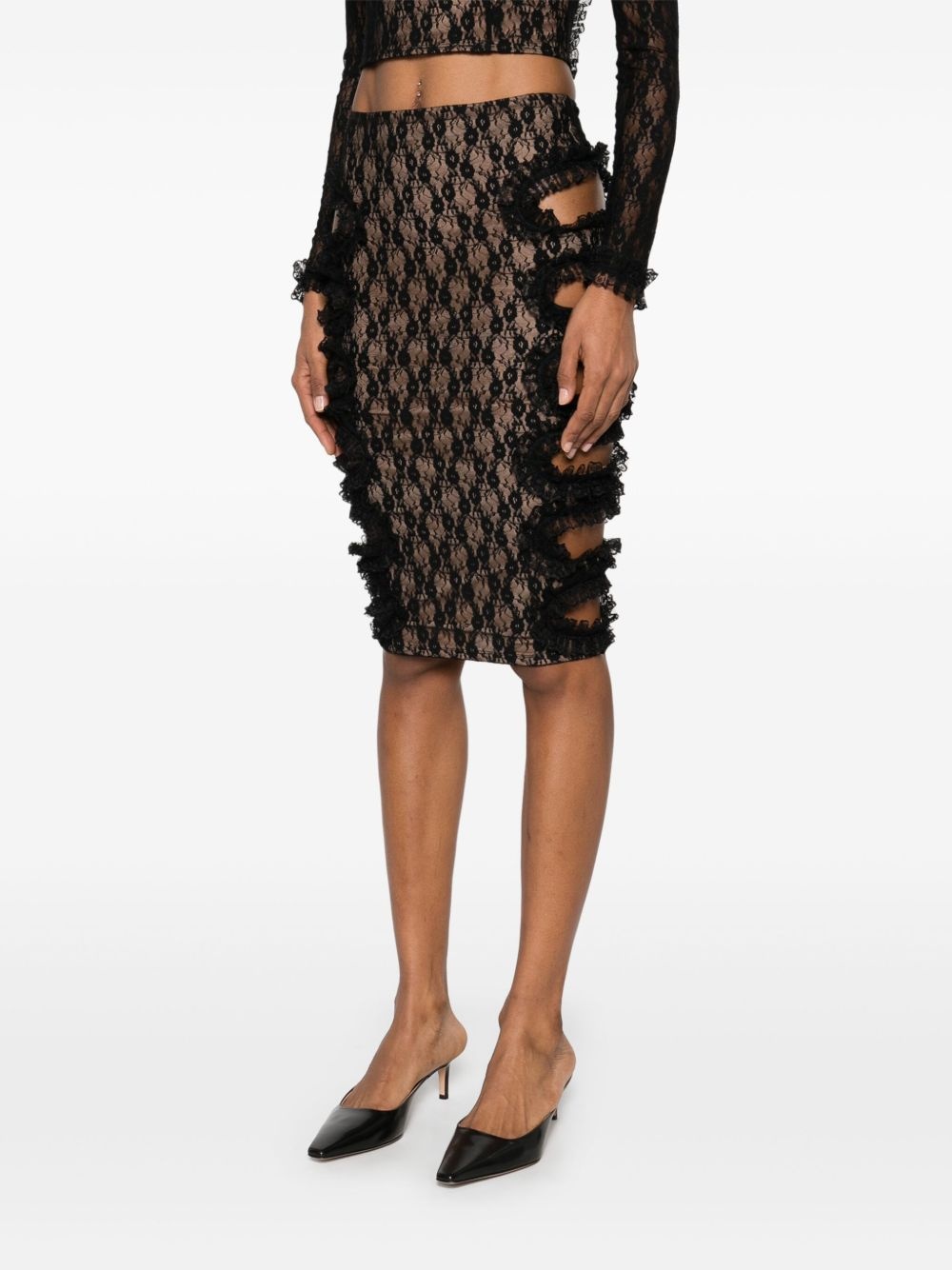 x Christopher Kane lace cut-out midi skirt - 3