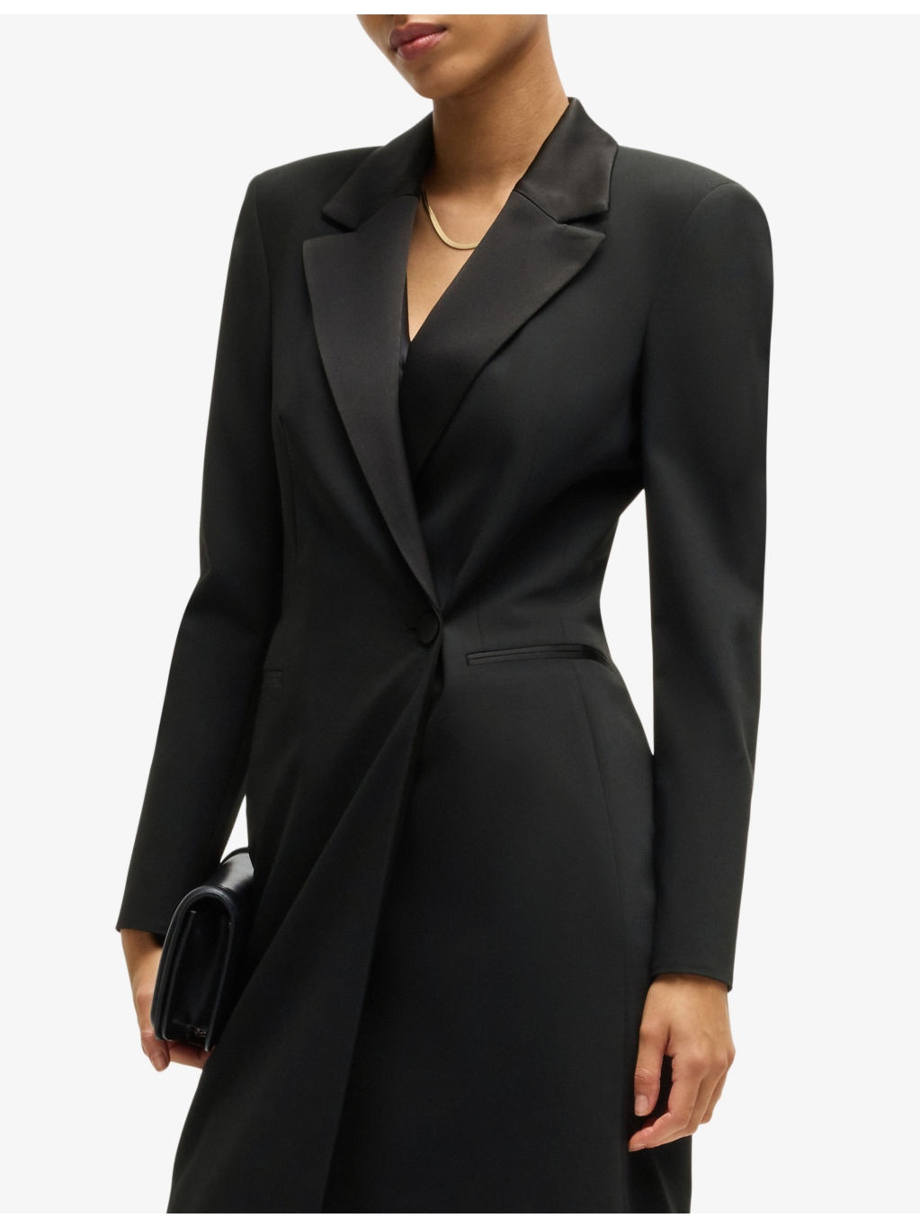 Notch-lapel slim-fit wool-blend blazer dress - 6