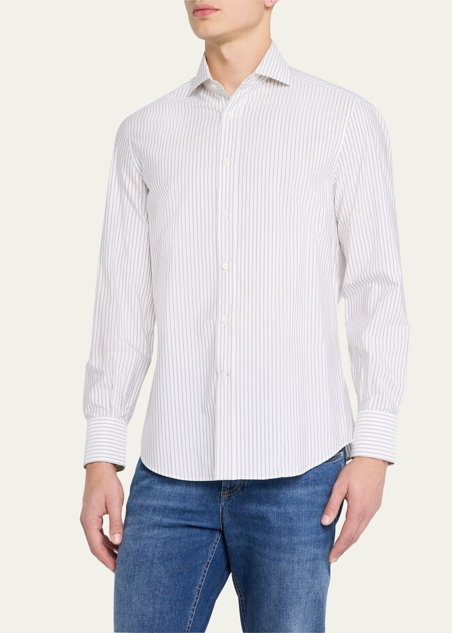 Men's Cotton Mini Stripe Sport Shirt - 4