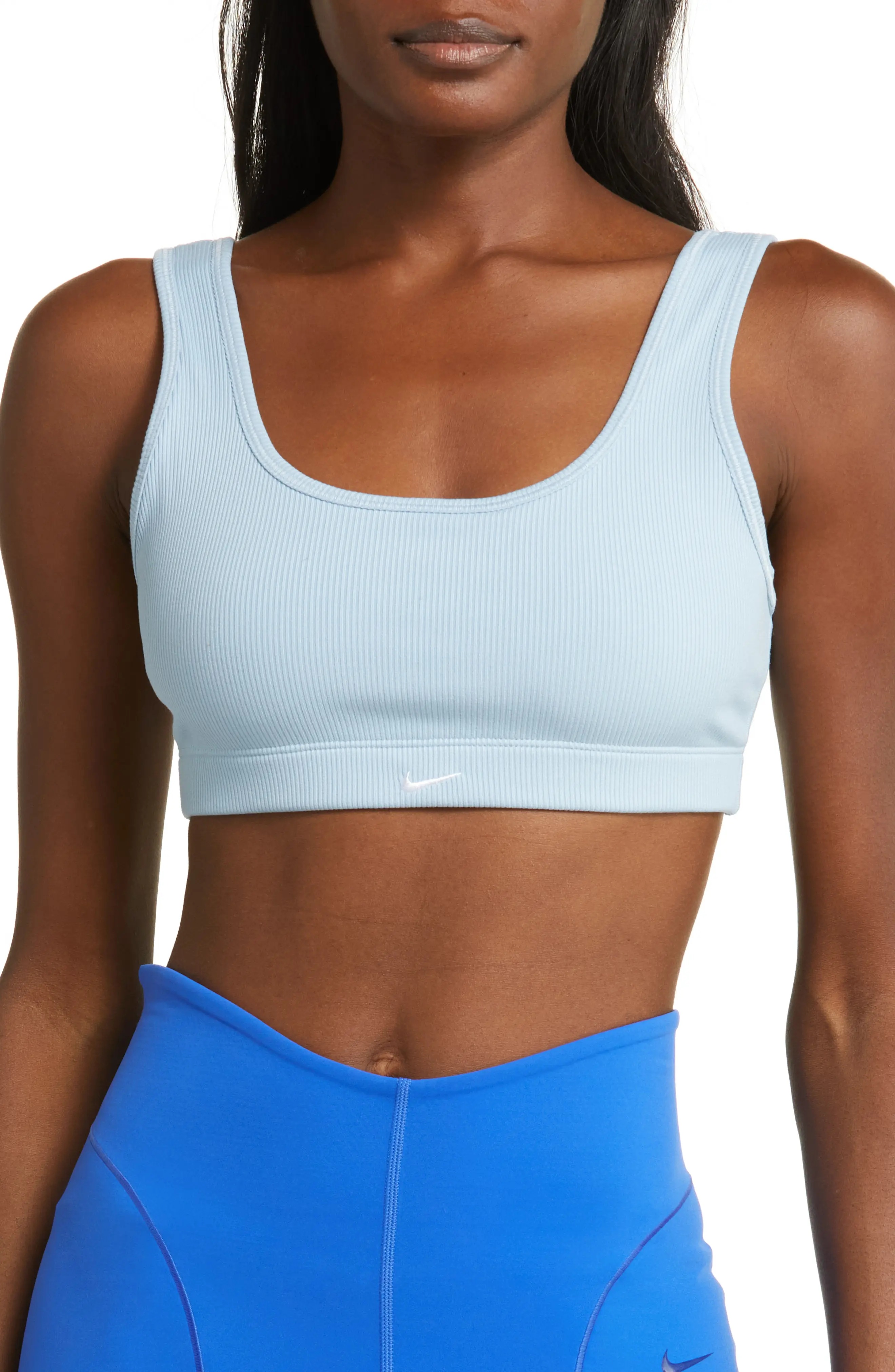 Alate All U Rib Sports Bra in Lt Armory Blue/White - 1