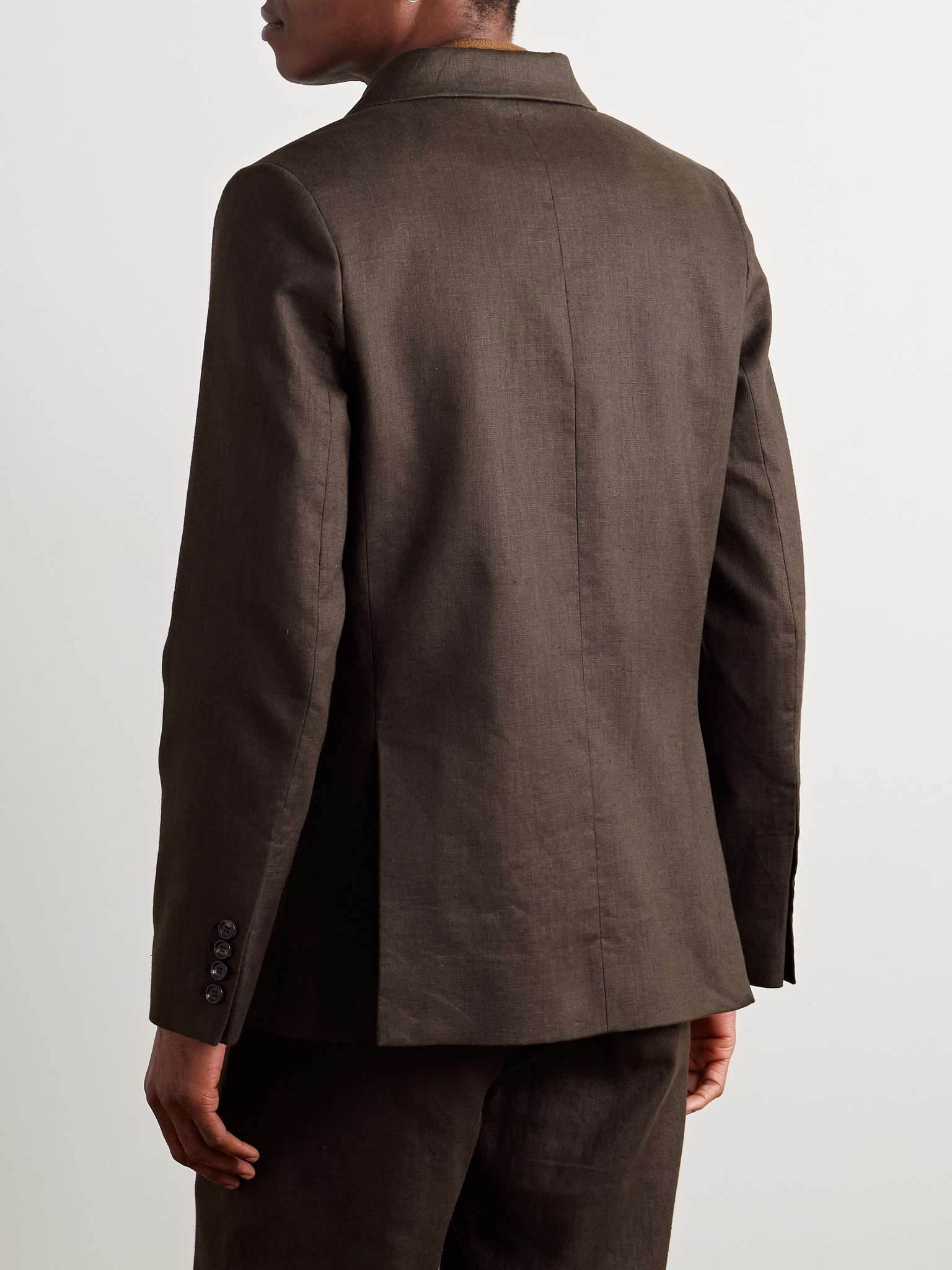 Double-Breasted Linen Suit Jacket - 3