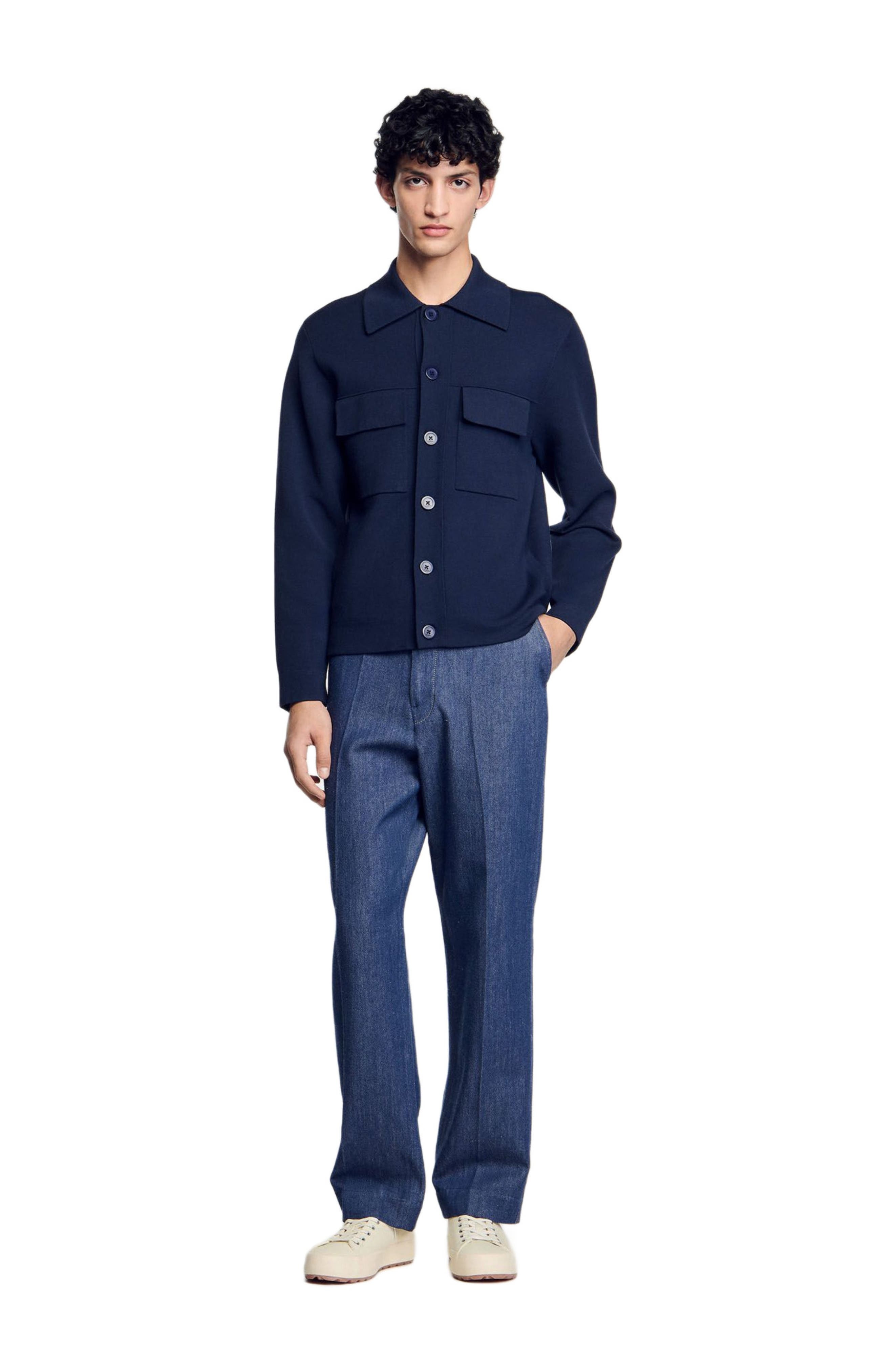 SANDRO Knit jacket in Midnight Blue at Nordstrom - 6