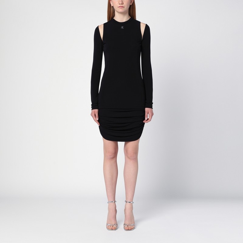 Black viscose mini dress with cut out - 1