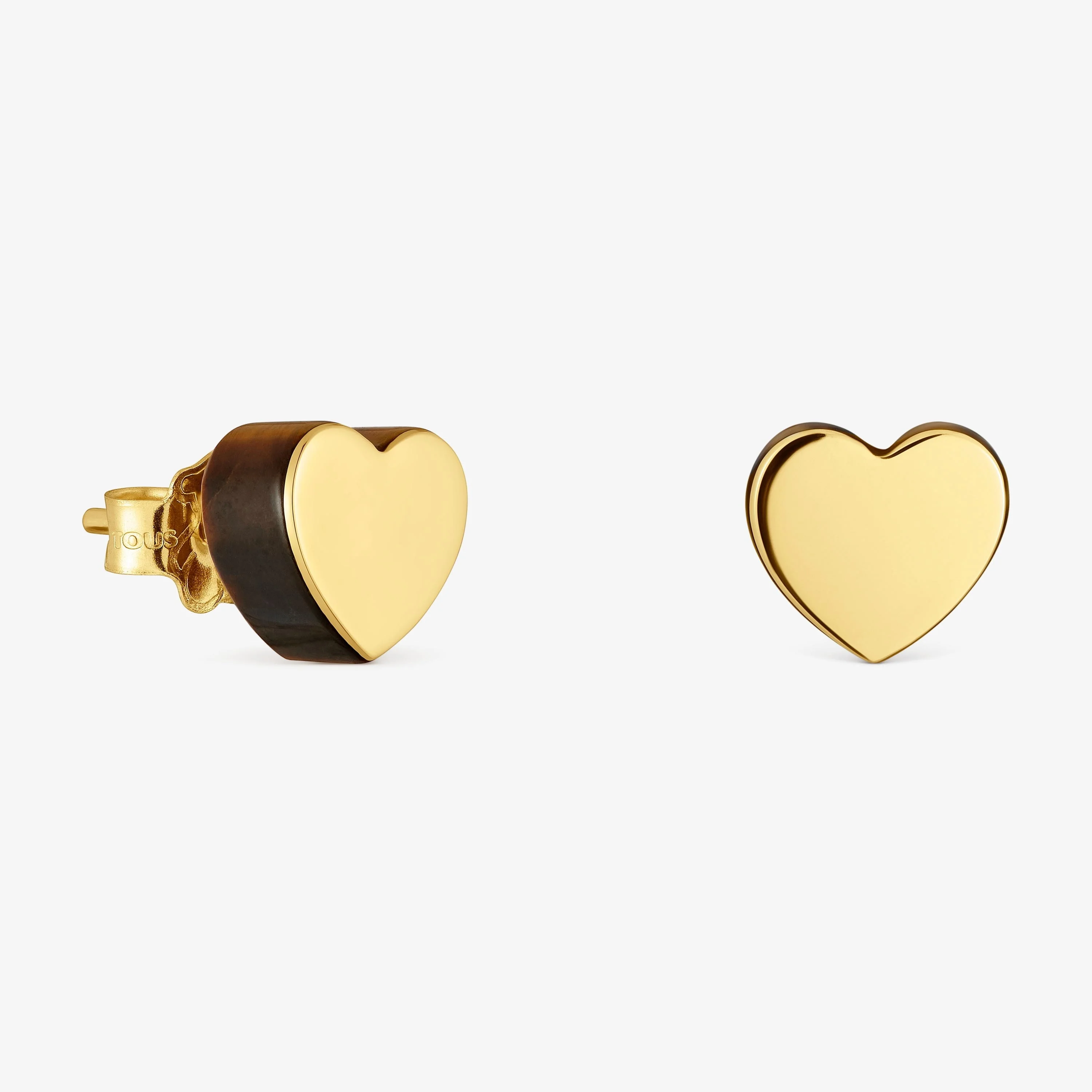 18K solid gold heart Earrings with tiger’s eye TOUS 1950 - 1