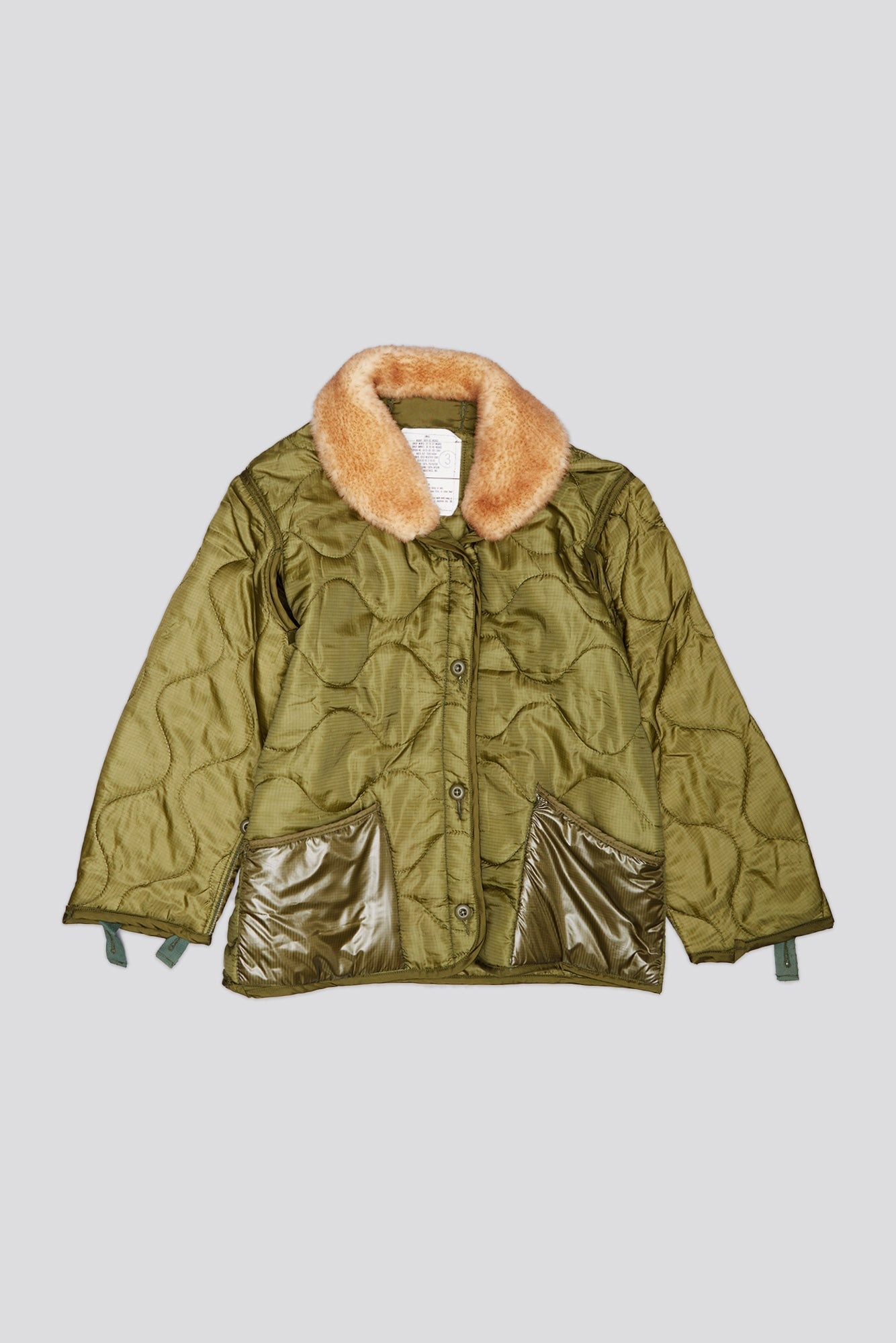 REFURBISHED LINER WITH SHEARLING SHAWL COLLAR - OLIVE - R13 - 1