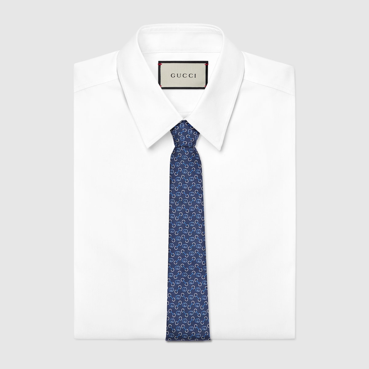 Stirrup Interlocking G print silk tie 2