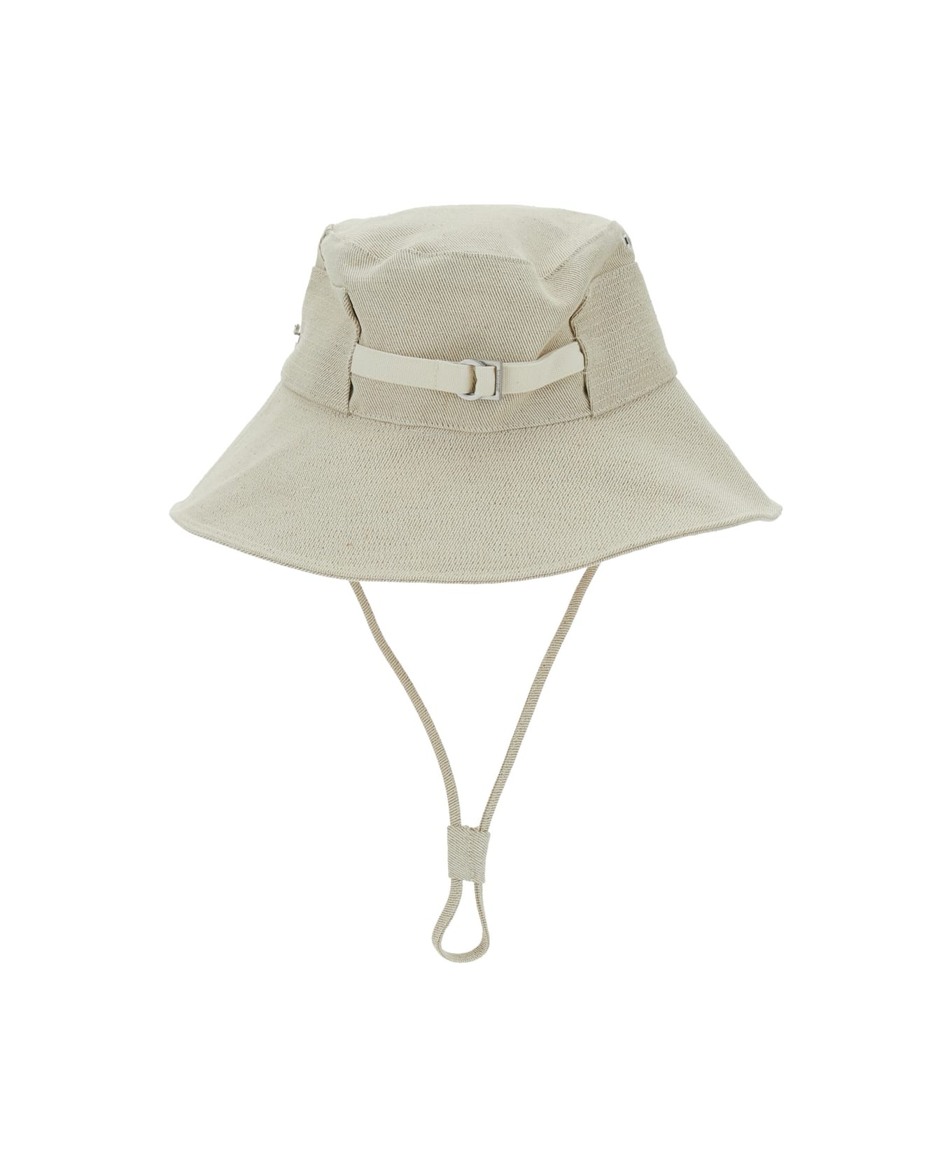 'le Bob De-nimes' White Bucket Hat With Logo Lettering On The Front And Adjustable Strap In Linen An - 2