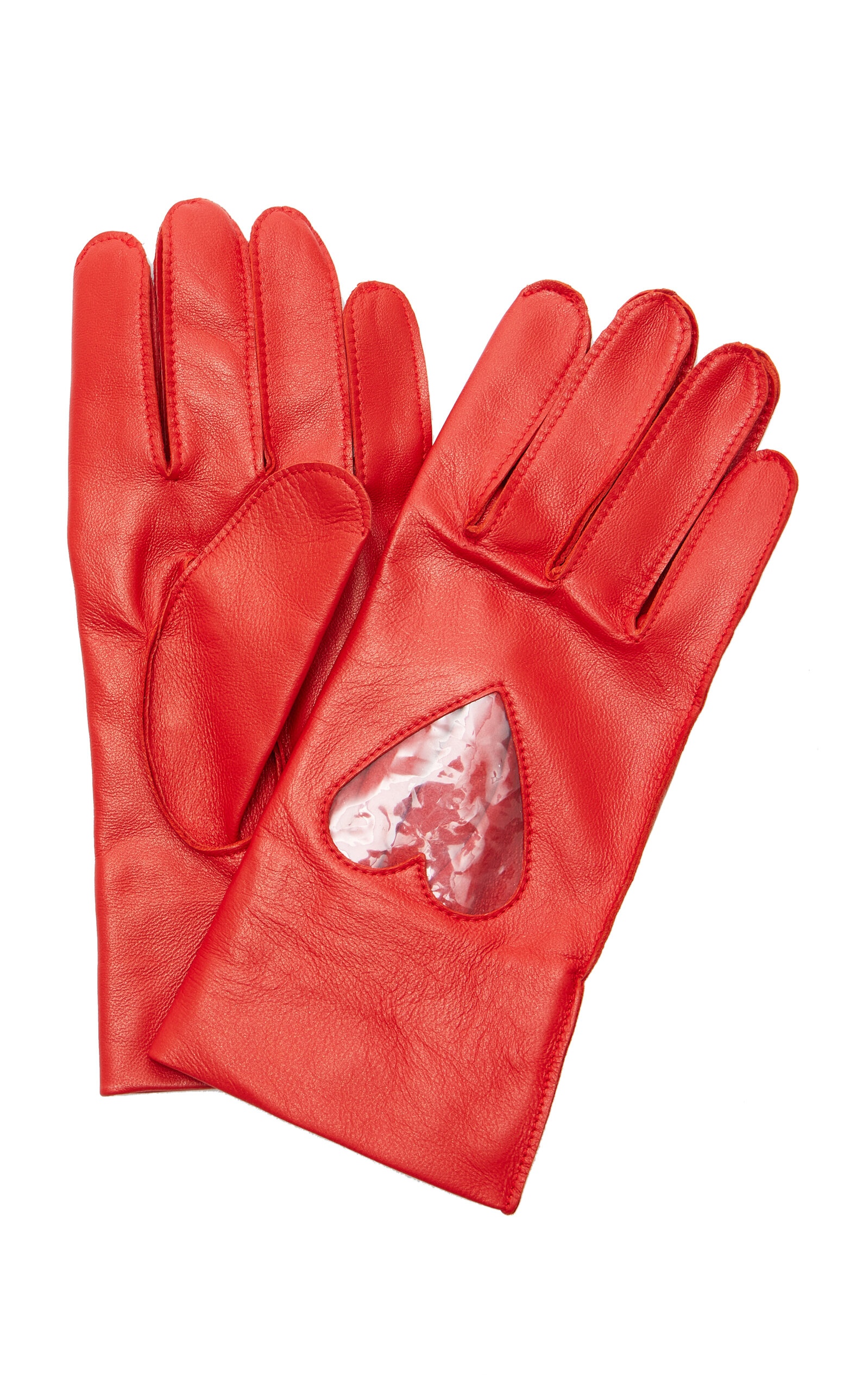 Alove Pearl-Embellished Leather Gloves red - 1