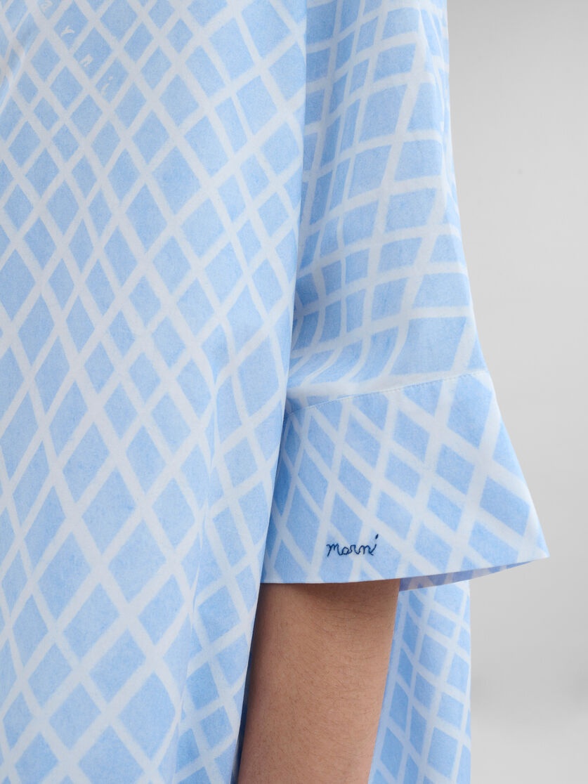 LIGHT BLUE POPLIN KIMONO SHIRT WITH LANDSCAPES PRINT - 4