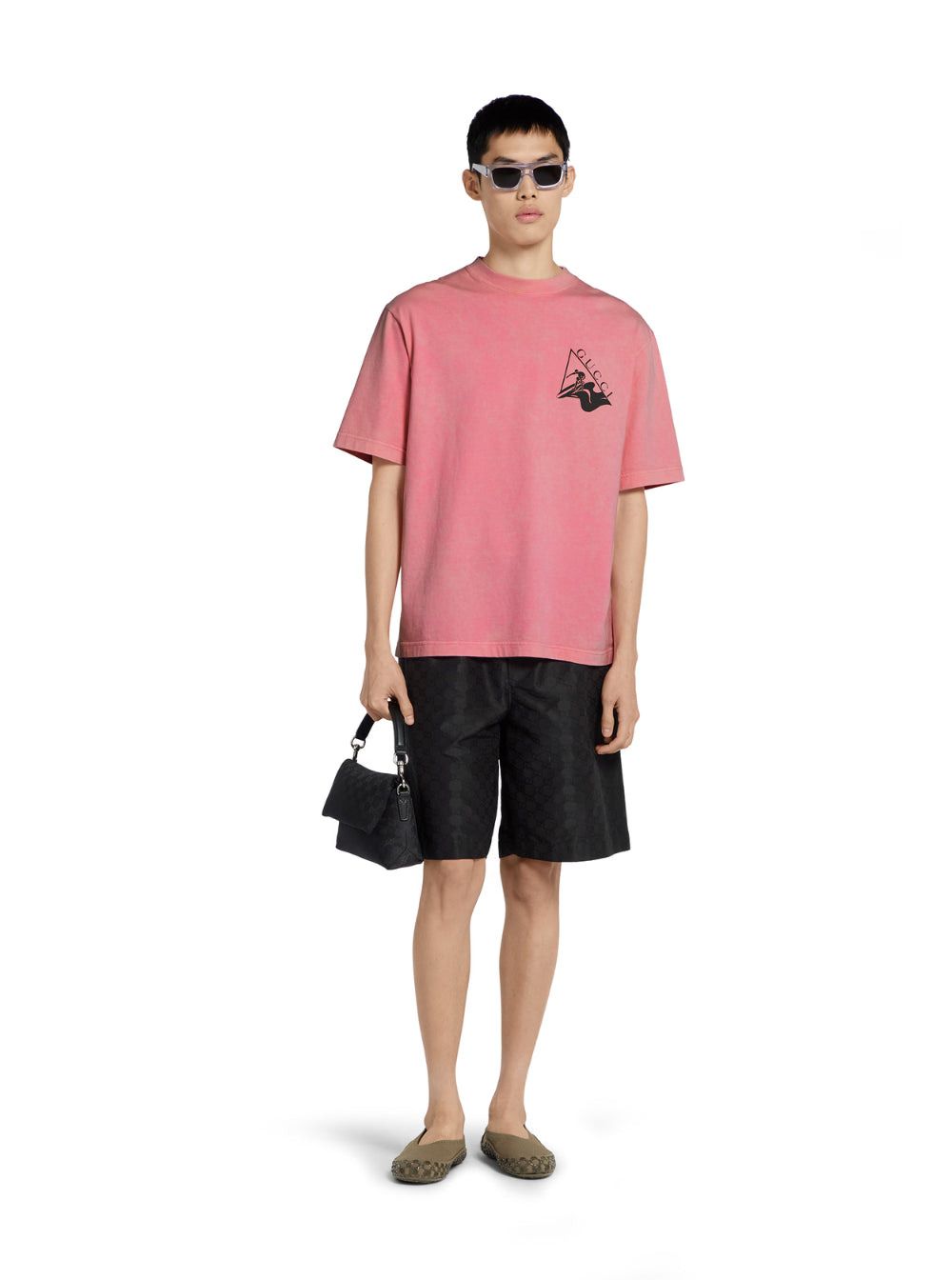 Gucci Men Pink Crewneck T-Shirt With Surf Print And Logo On The Front In Cotton Man - 4