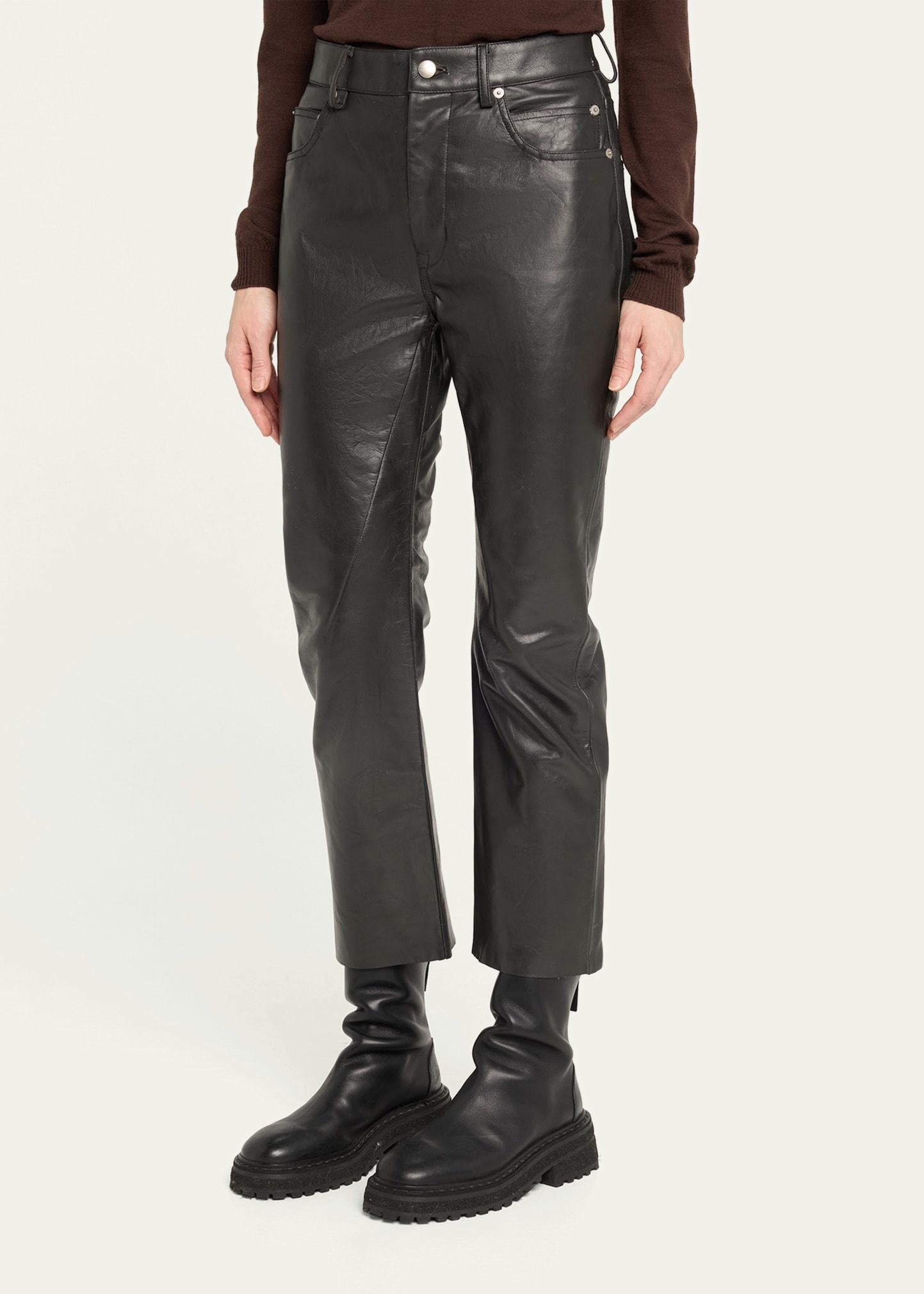Detroit Bootcut Leather Pants - 4