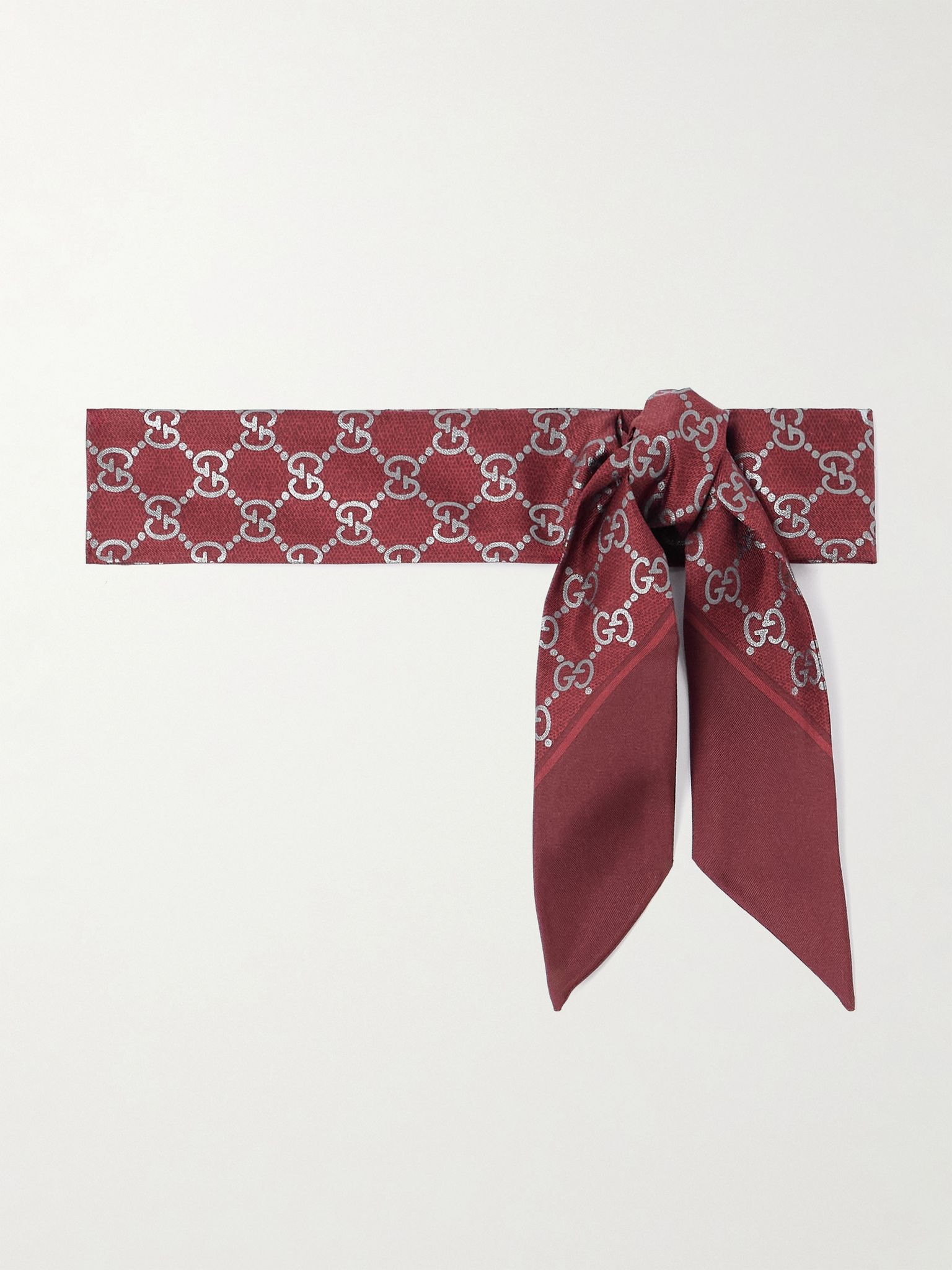 Printed silk-twill scarf Burgundy - 1