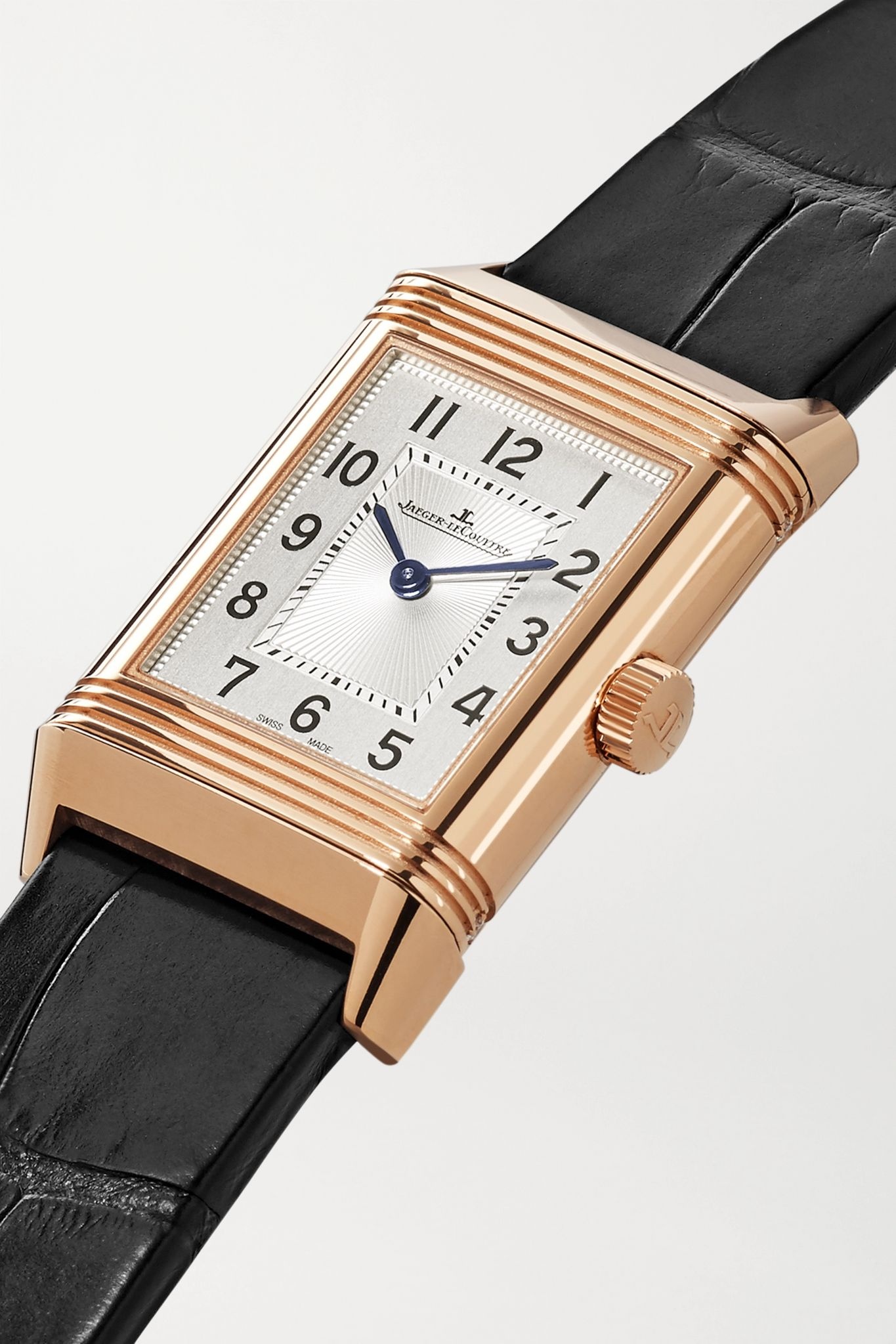 Reverso Classic Duetto hand-wound 21mm small rose gold, alligator and diamond watch - 2