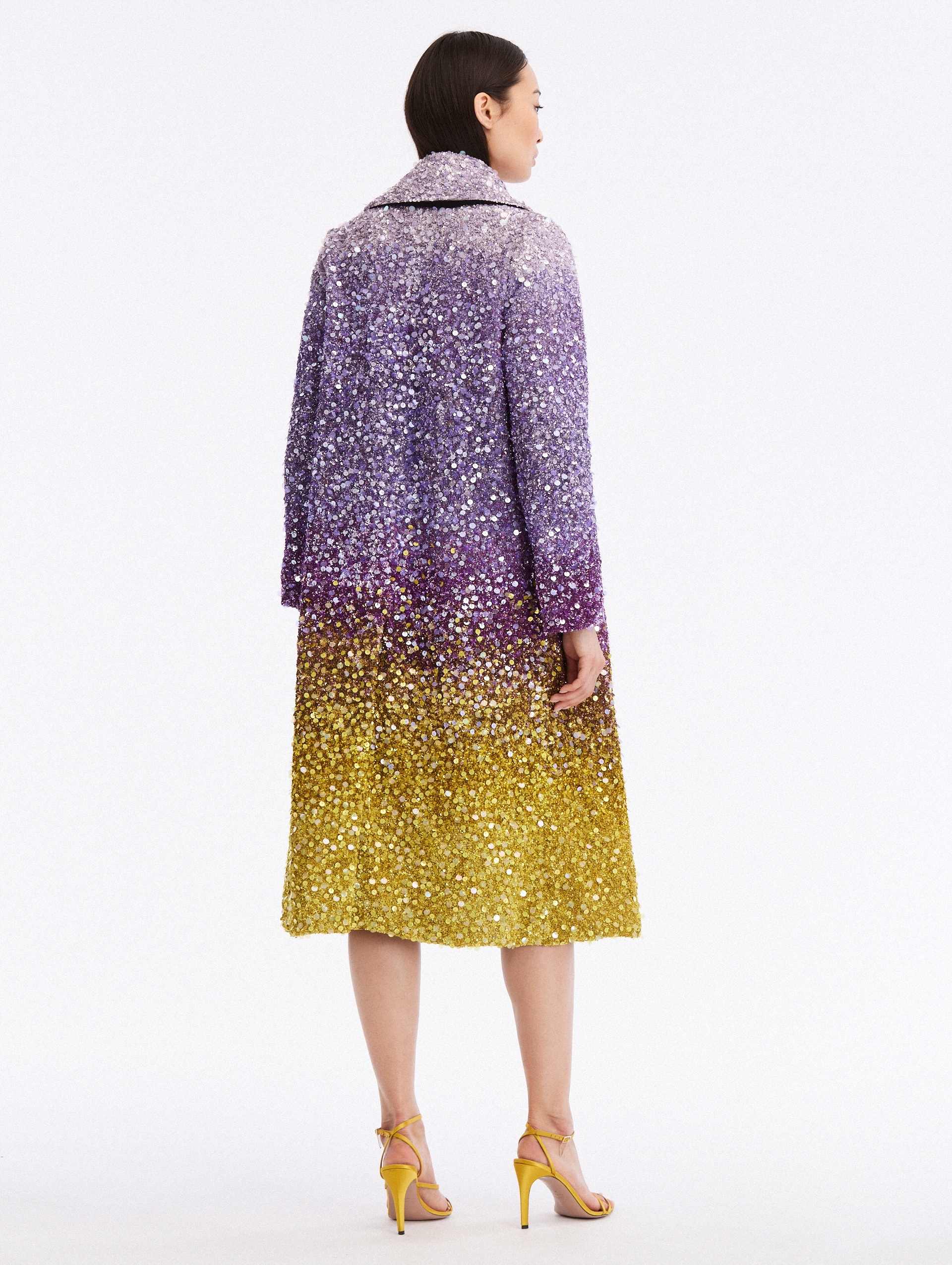 OMBRÉ SEQUIN EMBROIDERED COAT - 2