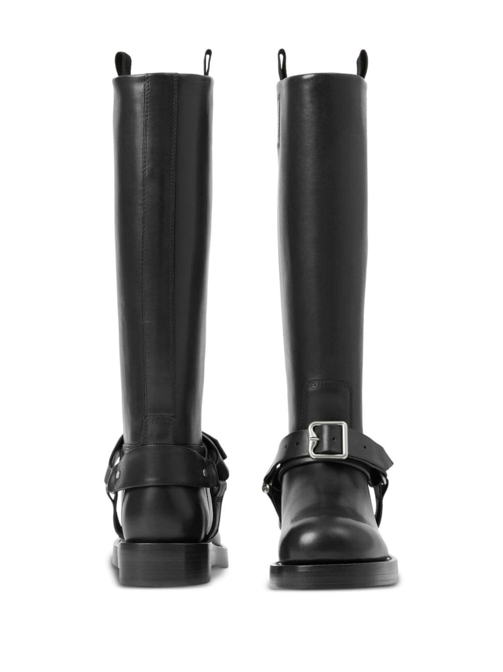 Saddle knee-high leather boots - 4