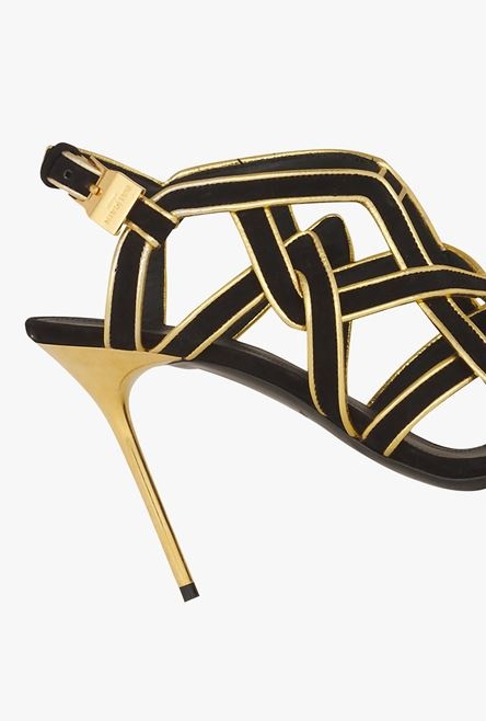 Black and gold suede Urania sandals - 6