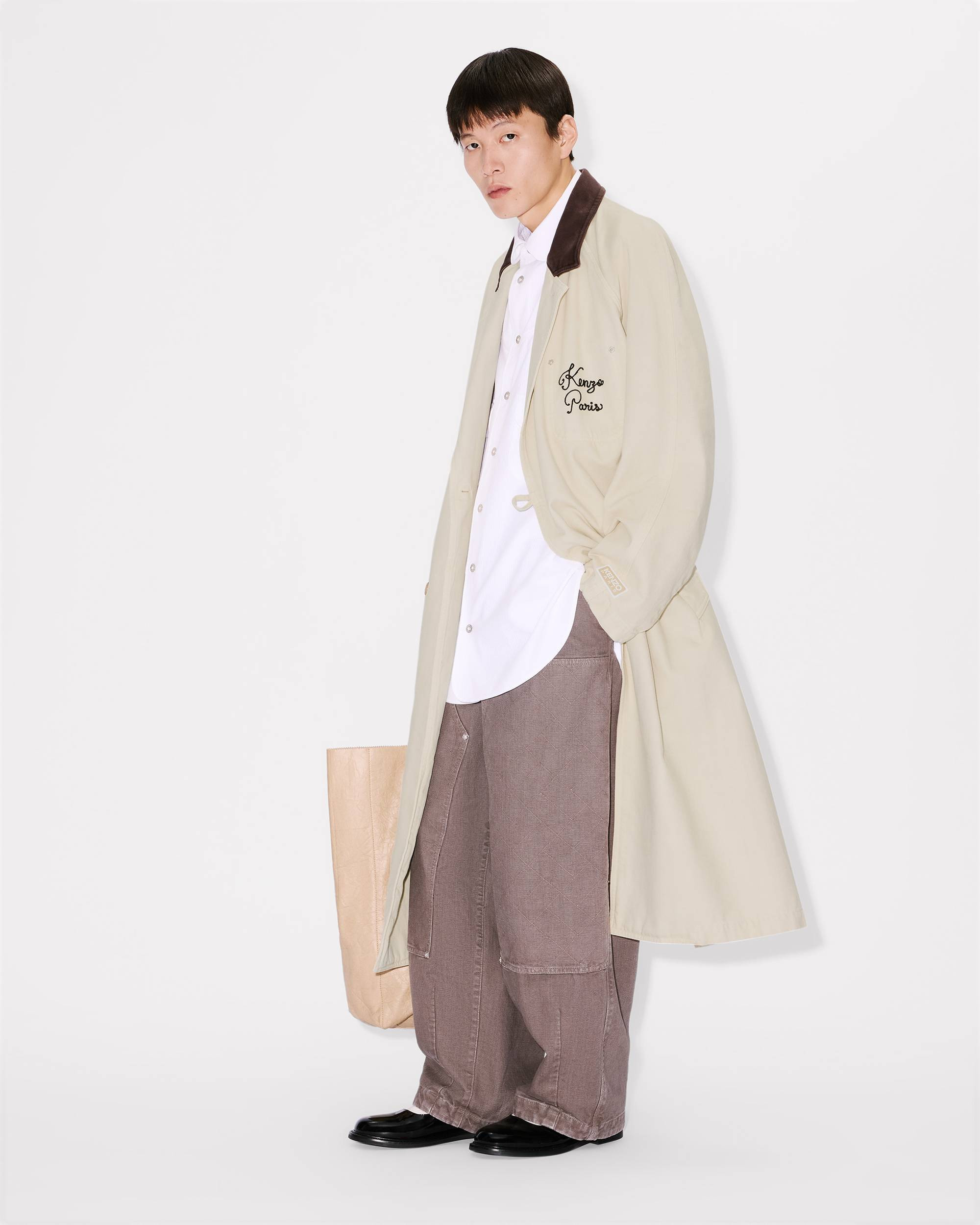 'KENZO Paris Chainstitch' wrap coat in washed cotton - 3