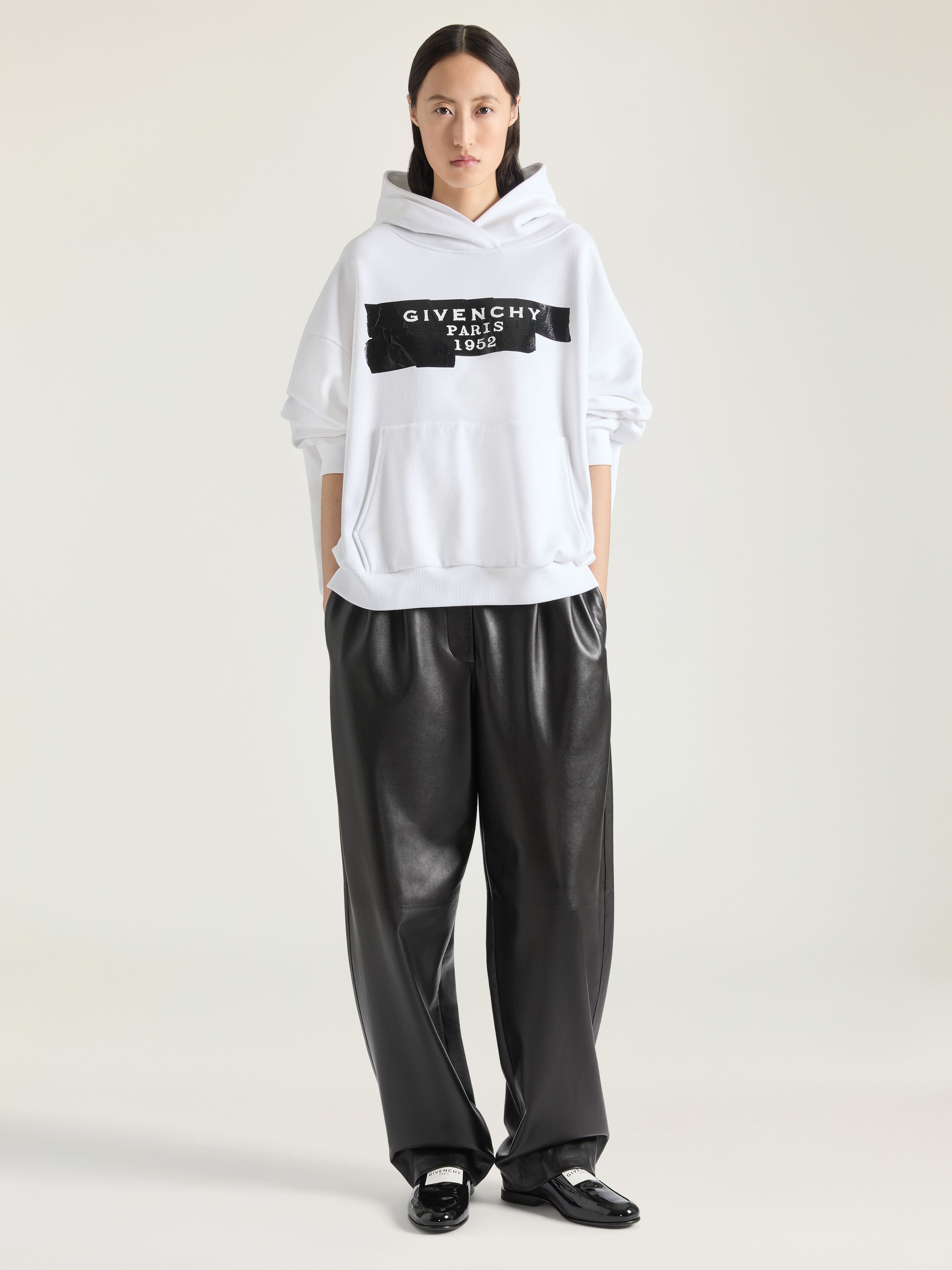 HOODIE SWEATSHIRT IN FLEECE WITH GIVENCHY TAPE PRINT - 2