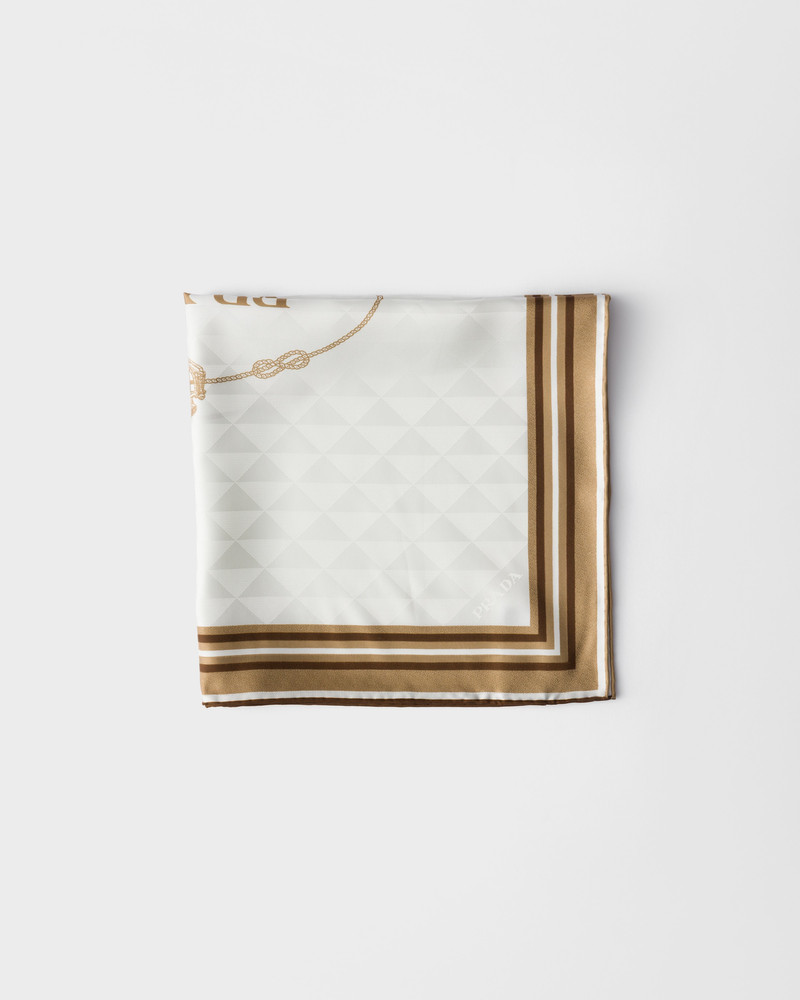 Printed silk twill jacquard scarf 55 1