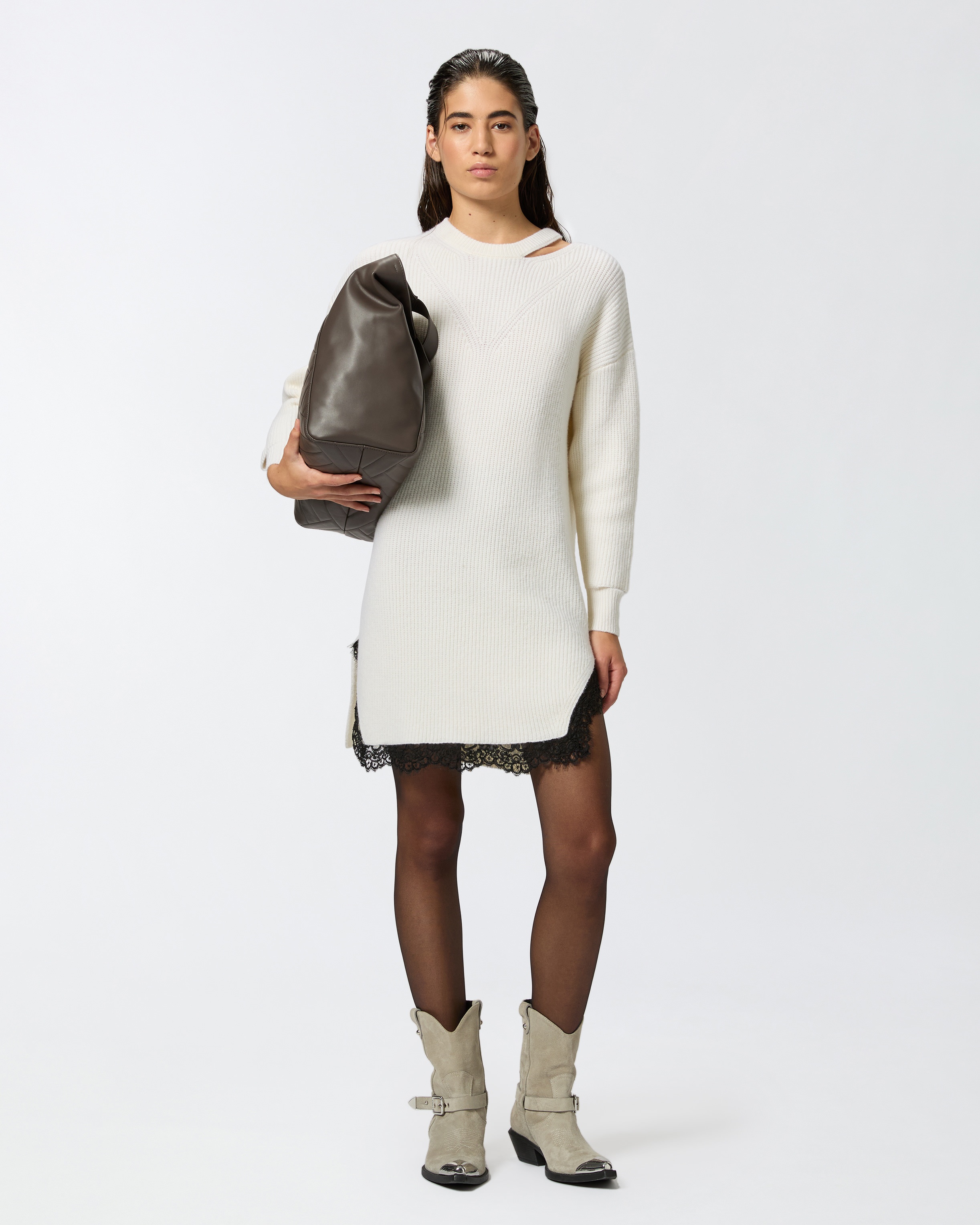 KNIT MINI DRESS WITH LACE - 3