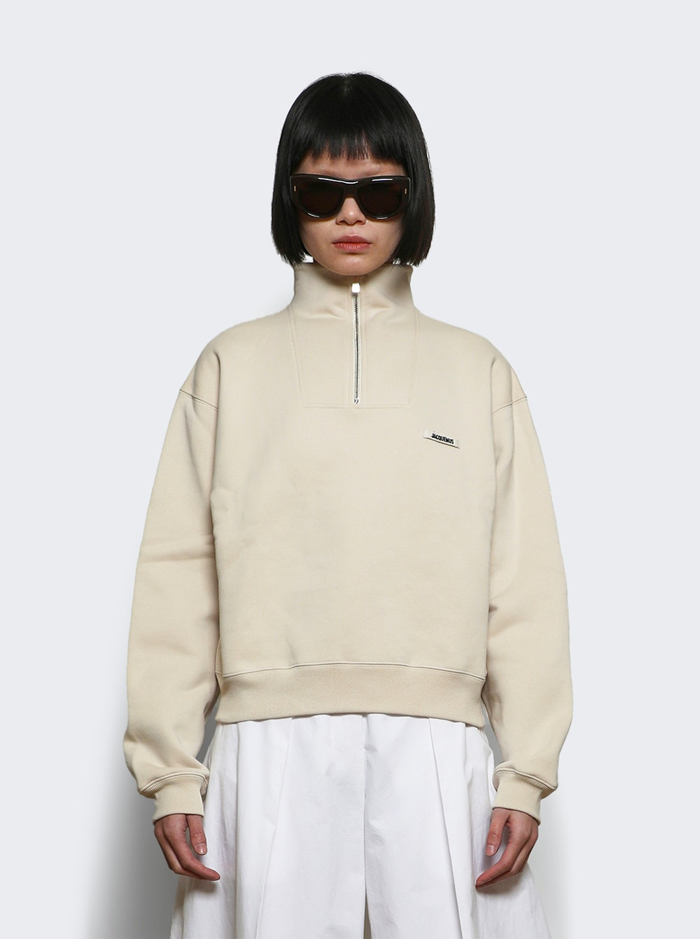 The Gros Grain Zipped-rollneck Sweatshirt Light Beige - 3