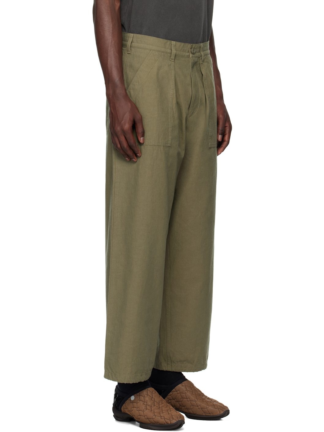 Khaki Wide Baker Trousers - 2