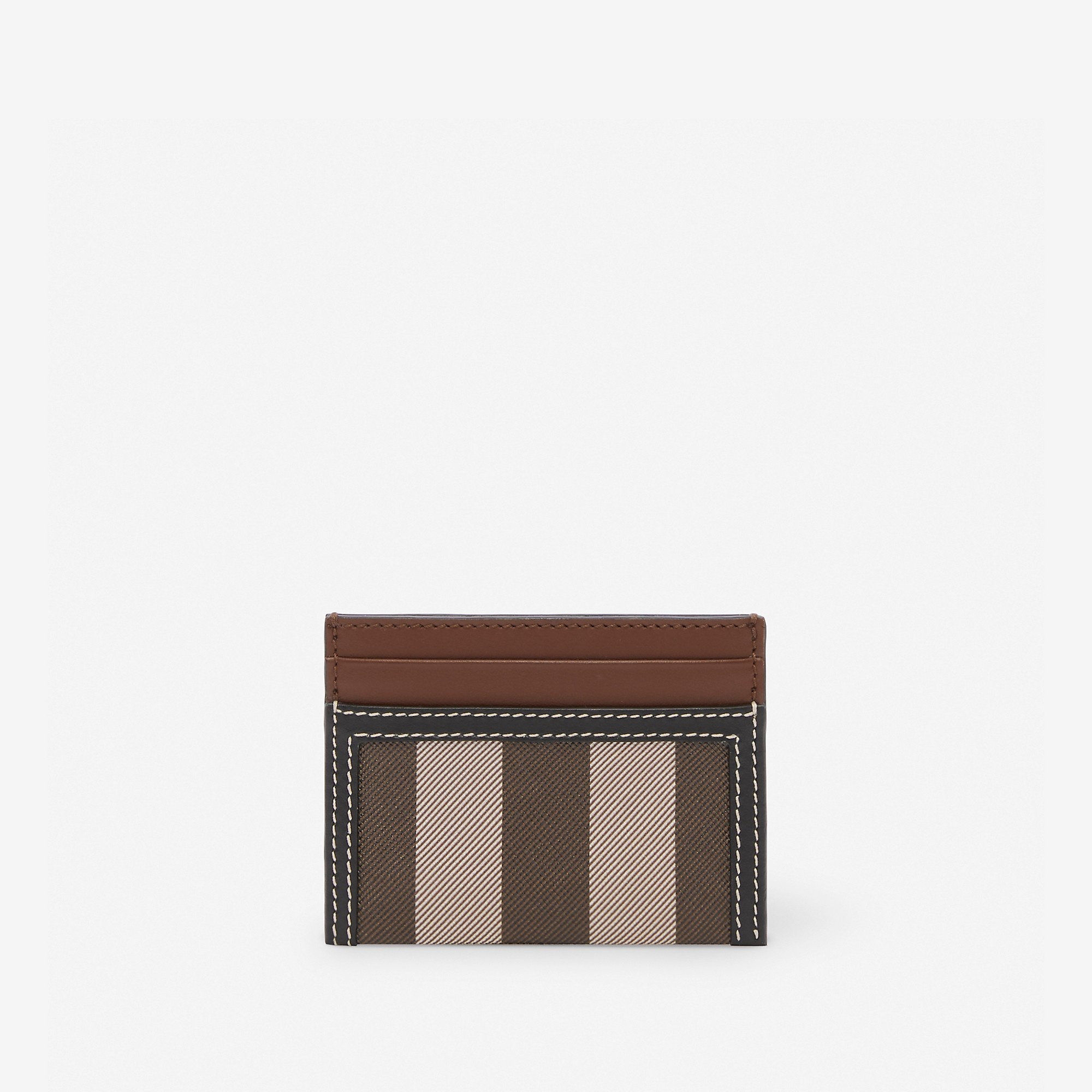 Check and Two-tone Leather Card Case - 3