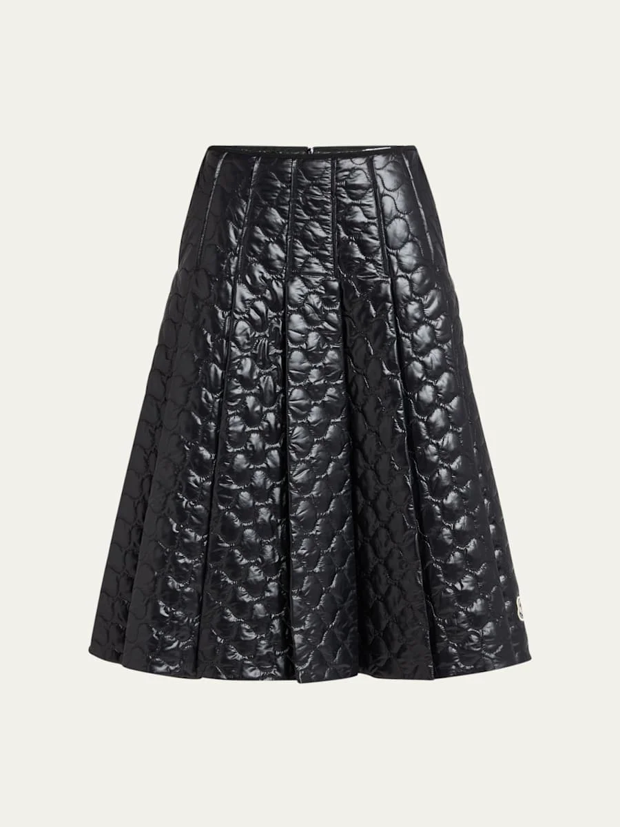 Pleated Down Midi Skirt - 1