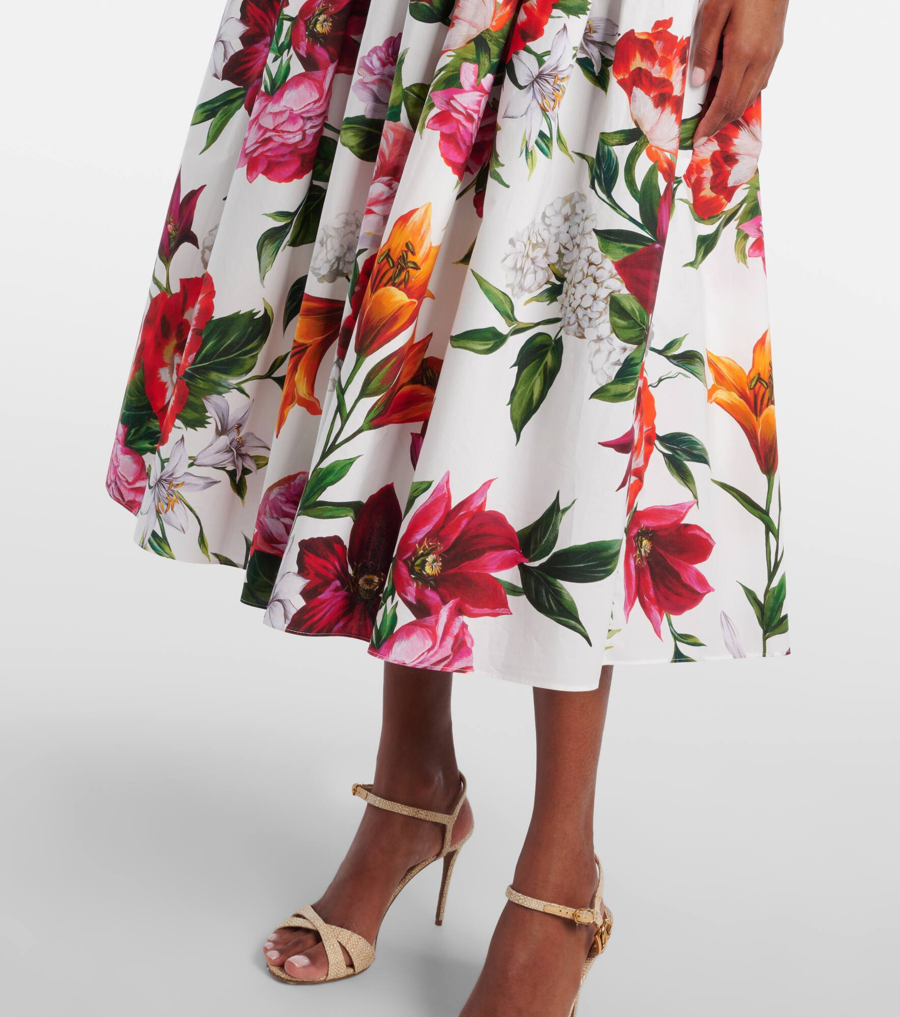 Floral cotton poplin midi dress - 5